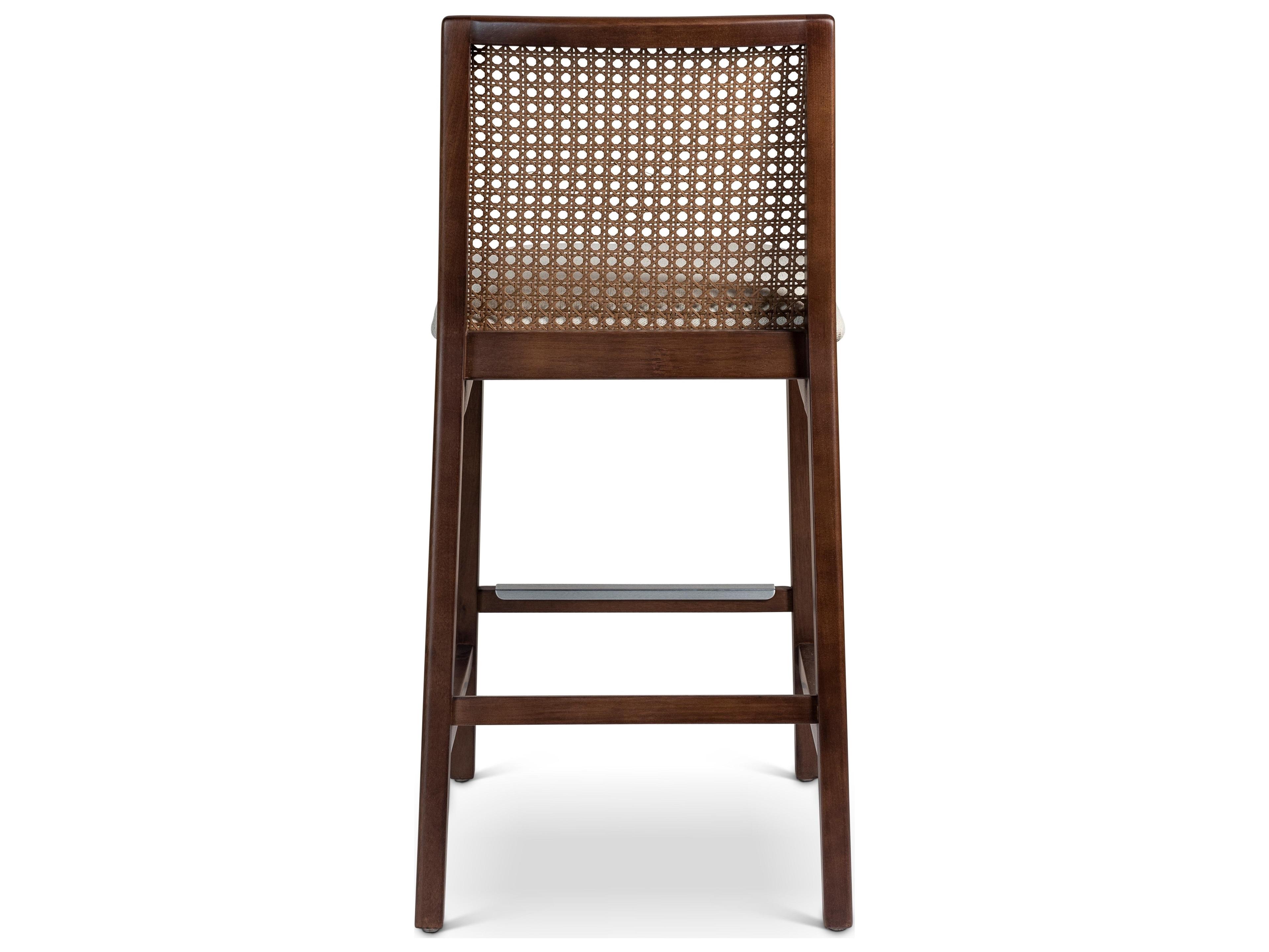 Urbia Modern Brazilian Nardia Cane Counter Stool Medley Ivory Seat Nogal Frame Nogal Cane Webbing