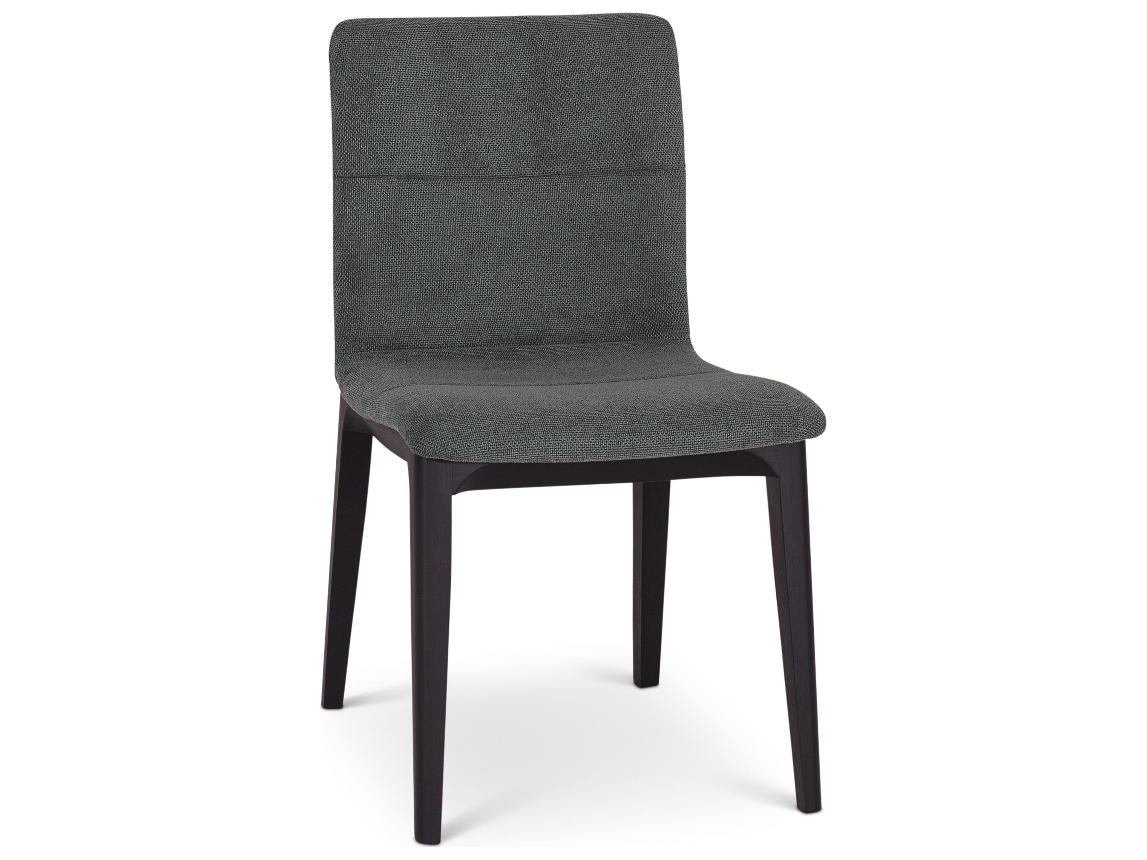 Modern Brazilian Oak Wood Black Upholstered Armless Dining Chair