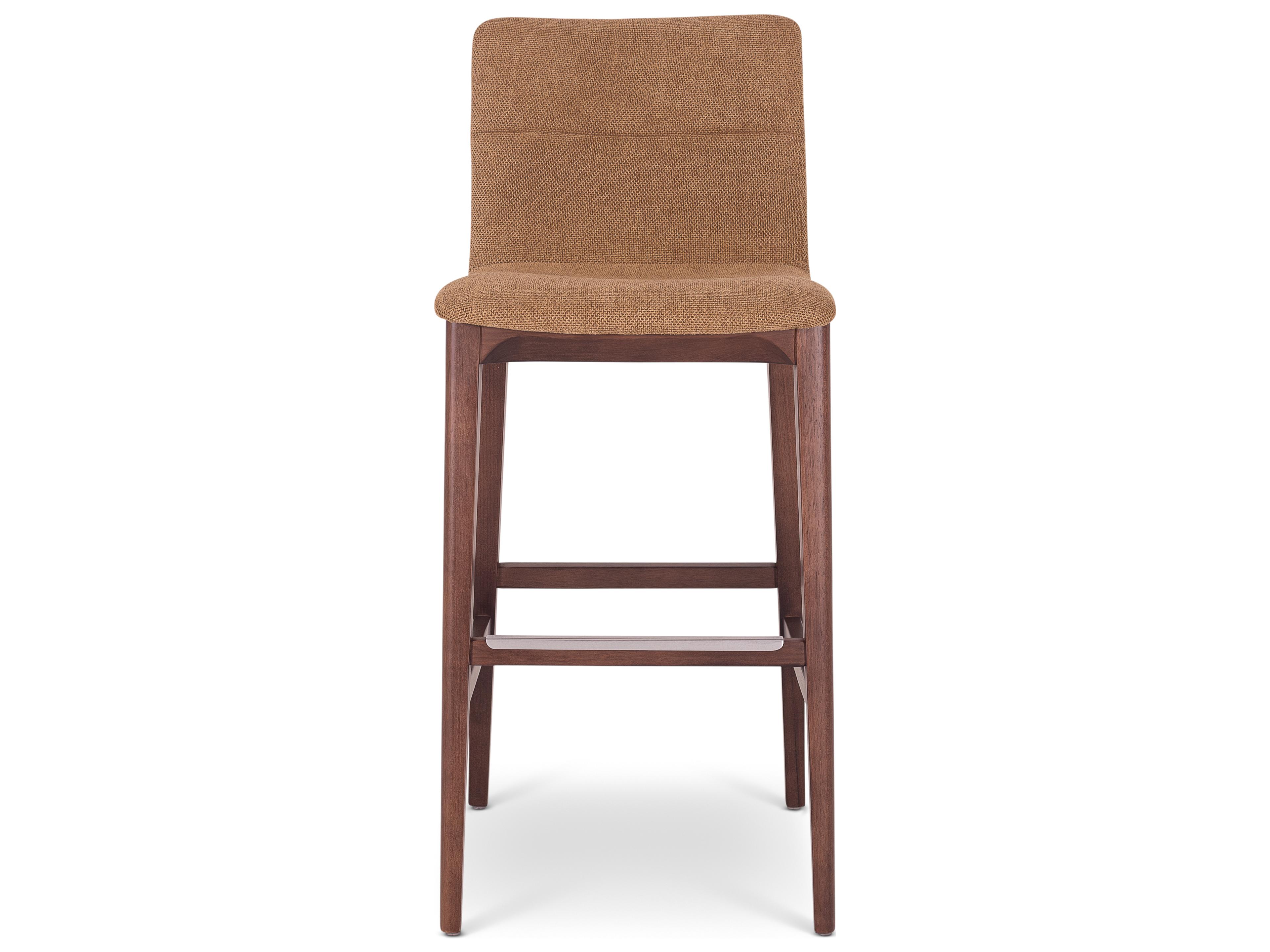 Urbia Modern Brazilian Jackpot Terracotta Nogal Upholstered Oak Wood Bar Stool