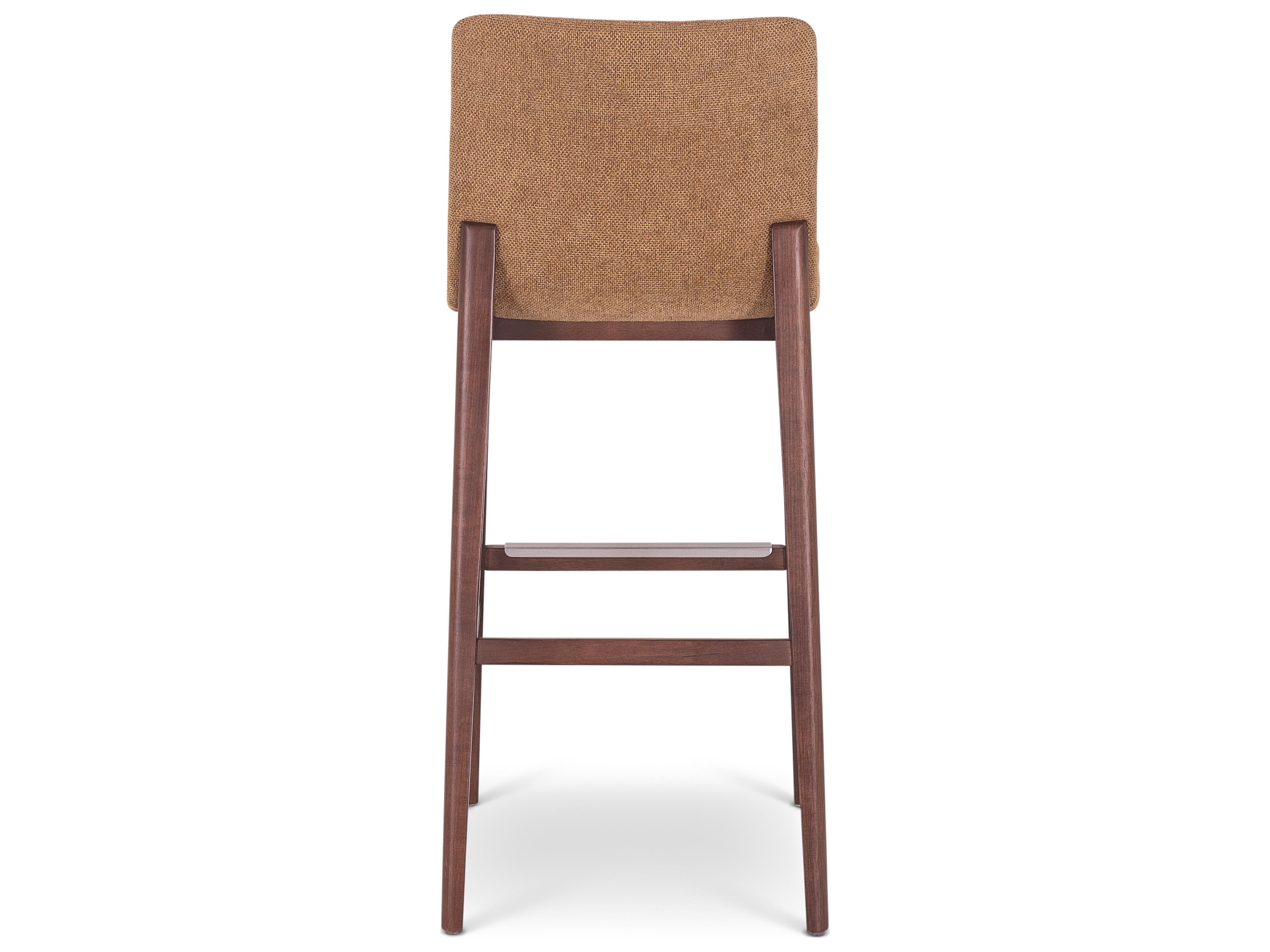 Urbia Modern Brazilian Jackpot Terracotta Nogal Upholstered Oak Wood Bar Stool
