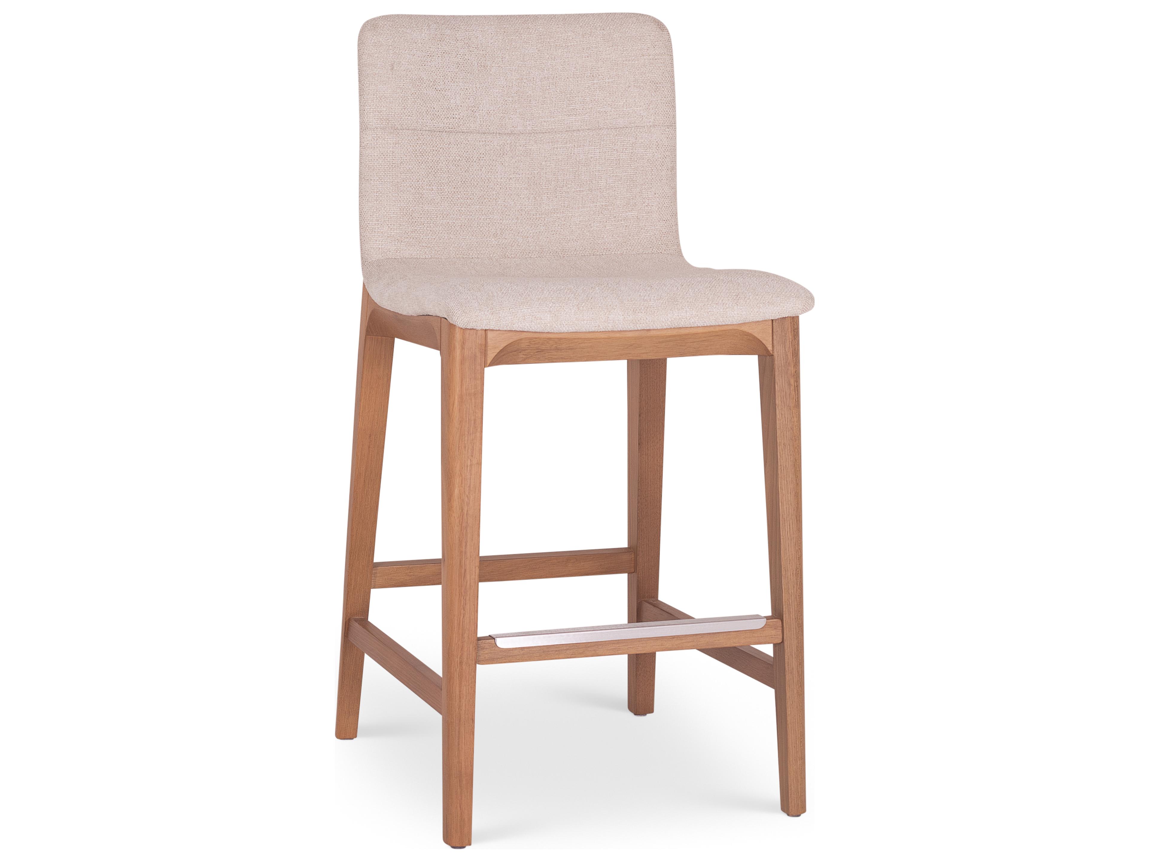 Modern Brazilian Harvest Natural Domasco Upholstered Oak Wood Counter Stool