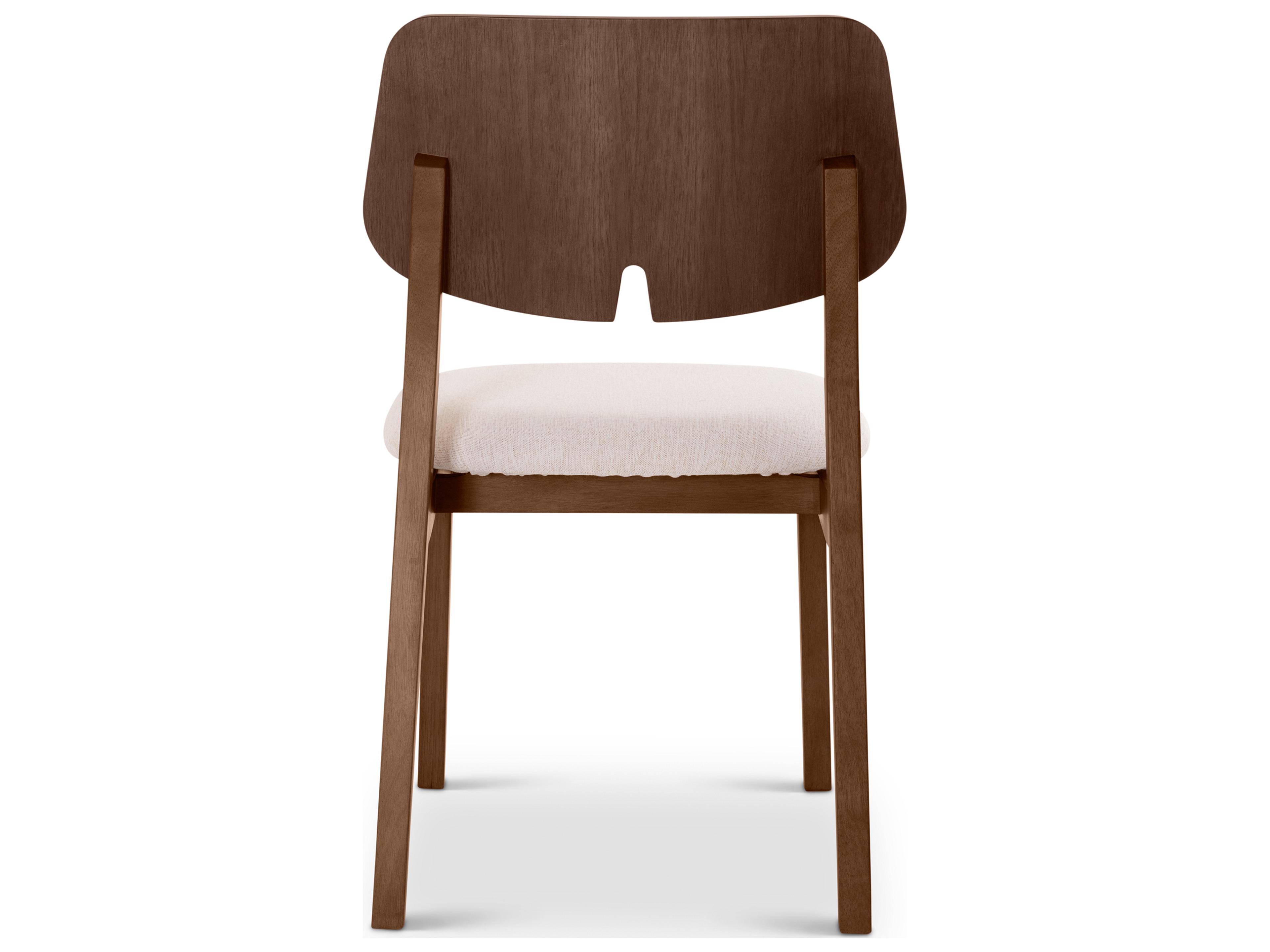 Urbia Modern Brazilian Oak Wood Beige Upholstered Armless Dining Chair