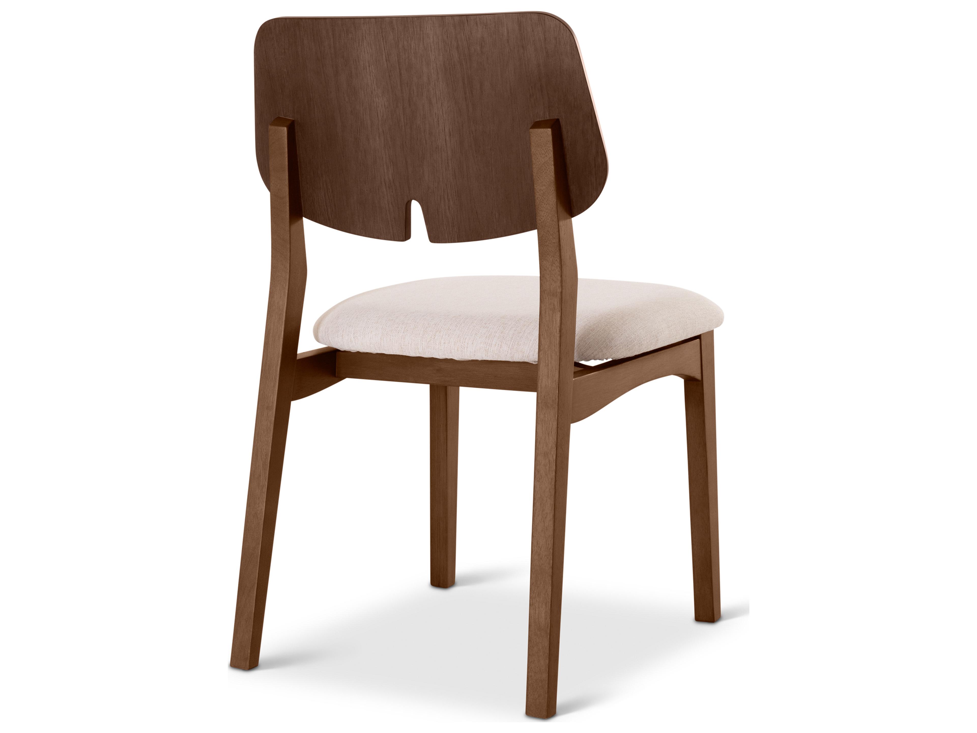 Urbia Modern Brazilian Oak Wood Beige Upholstered Armless Dining Chair