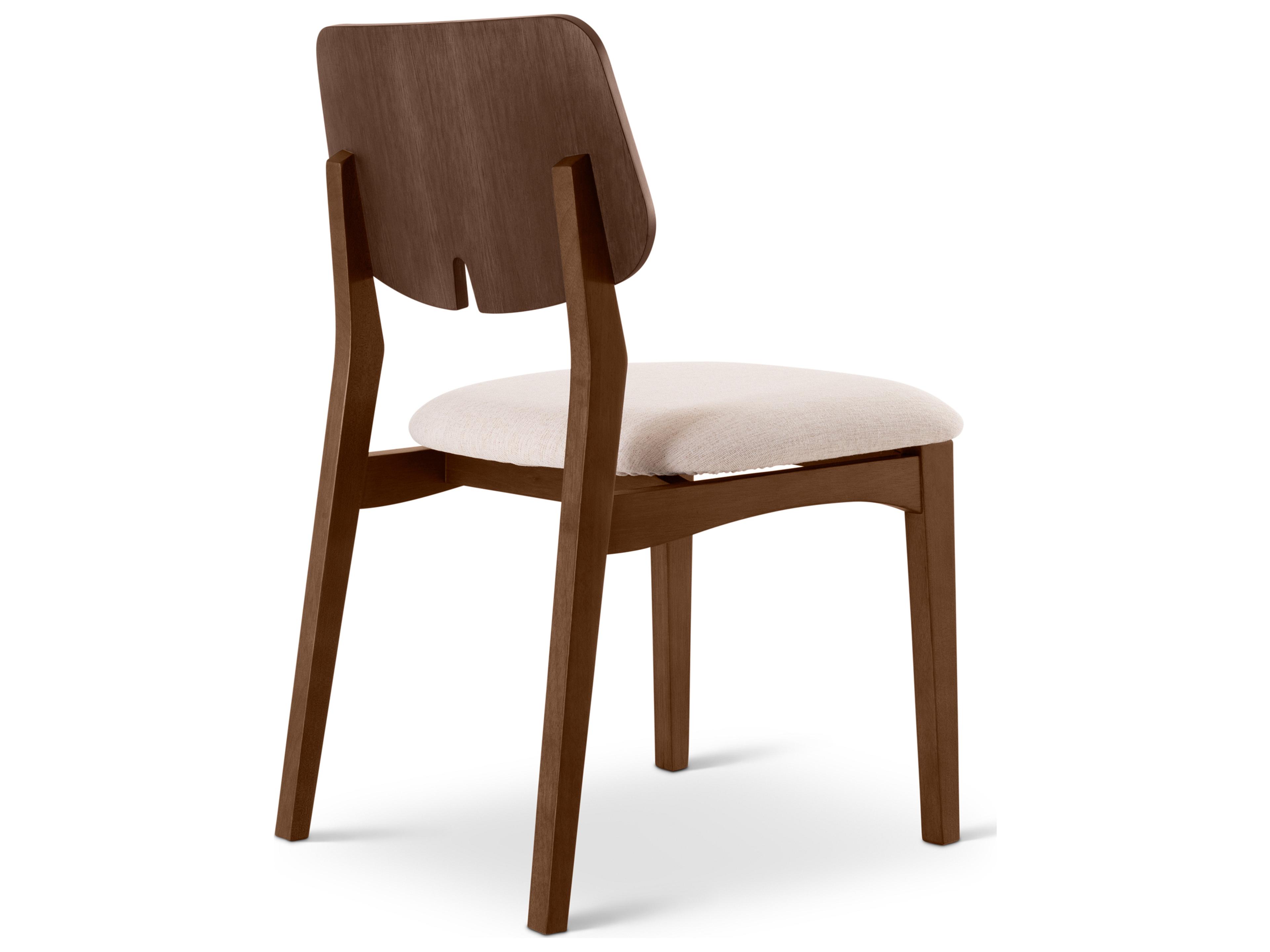 Urbia Modern Brazilian Oak Wood Beige Upholstered Armless Dining Chair