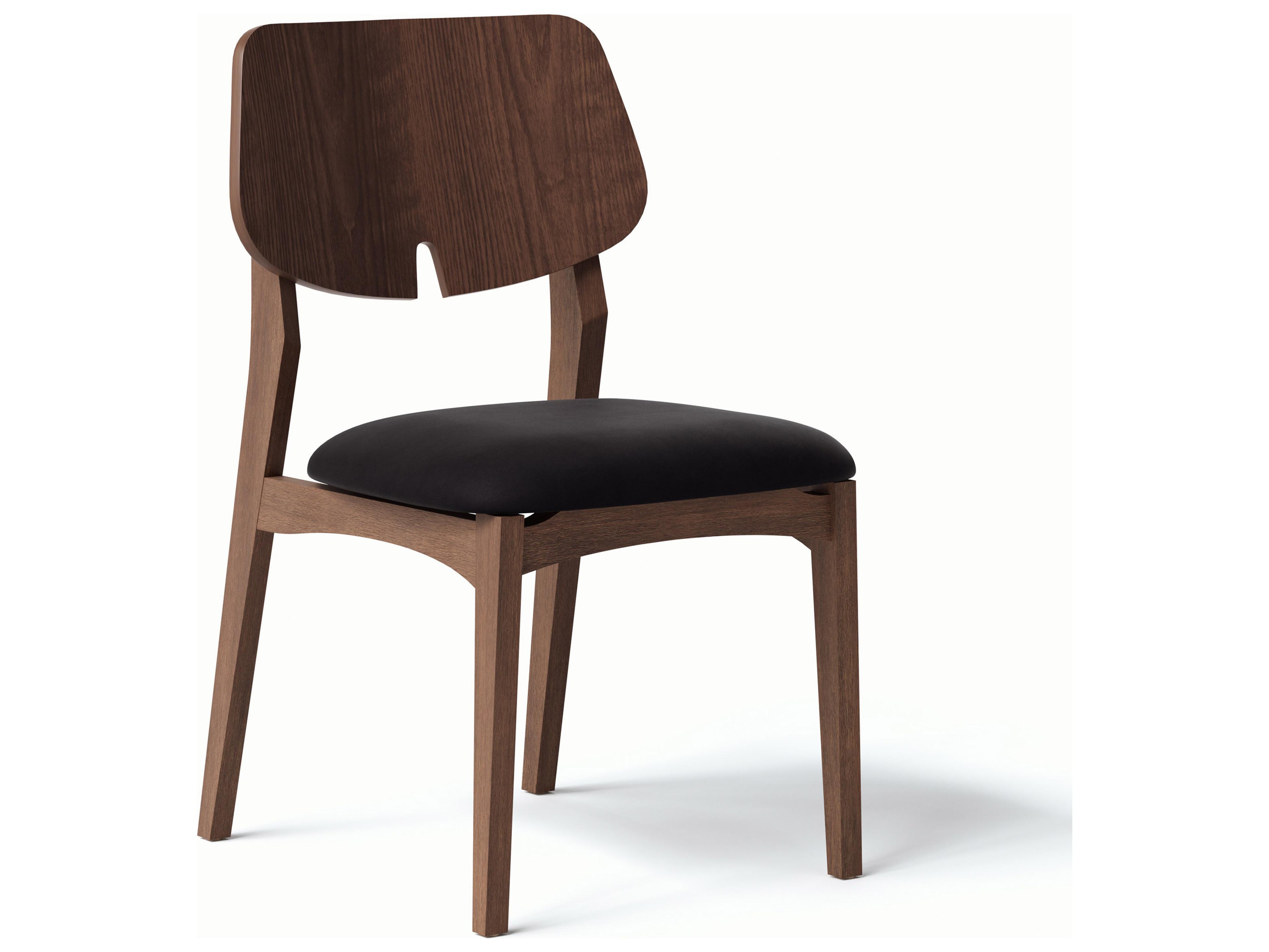 Modern Brazilian Solid Wood Brown Upholstered Armless Dining Chair