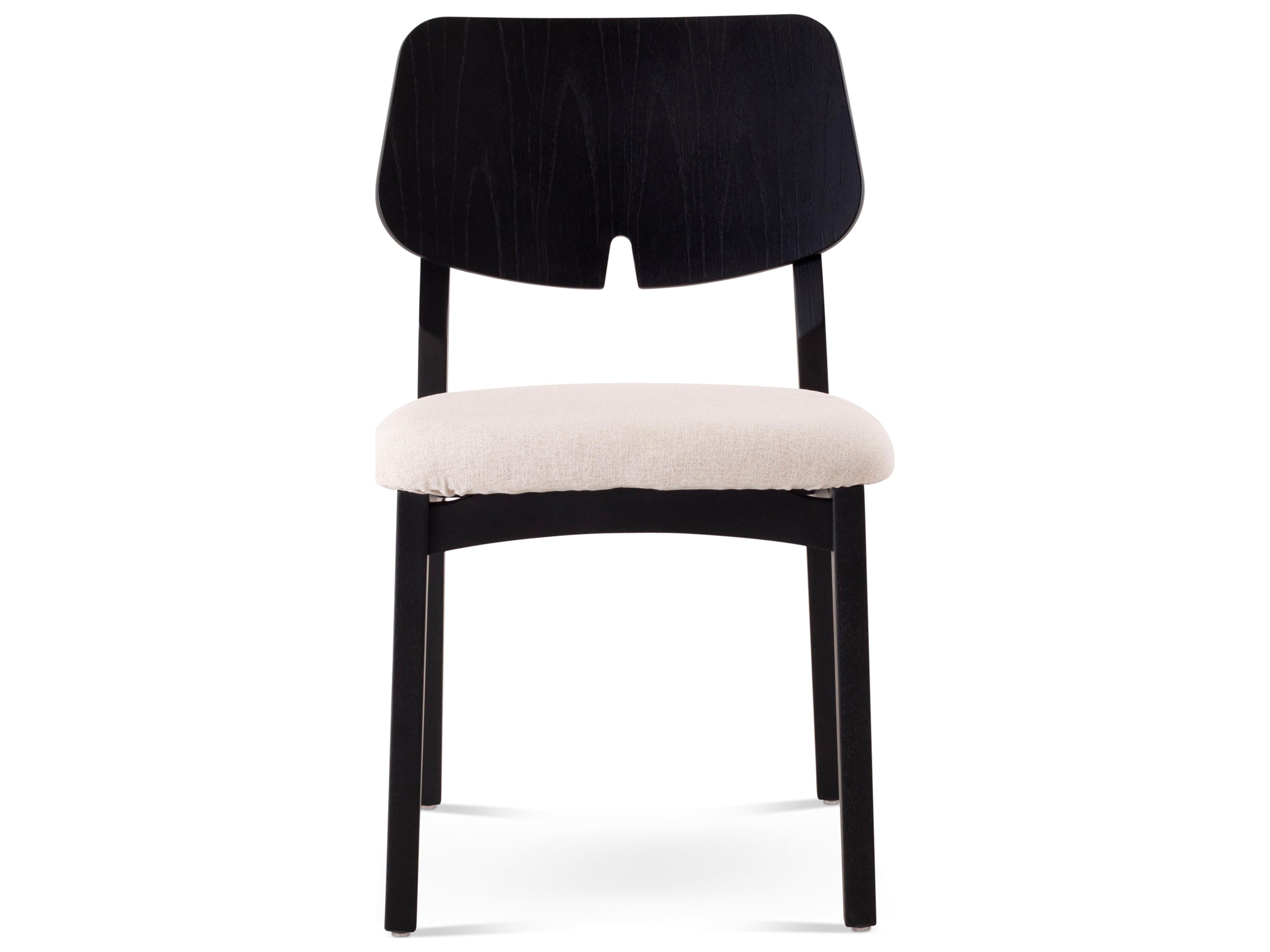 Urbia Modern Brazilian Oak Wood Beige Upholstered Armless Dining Chair