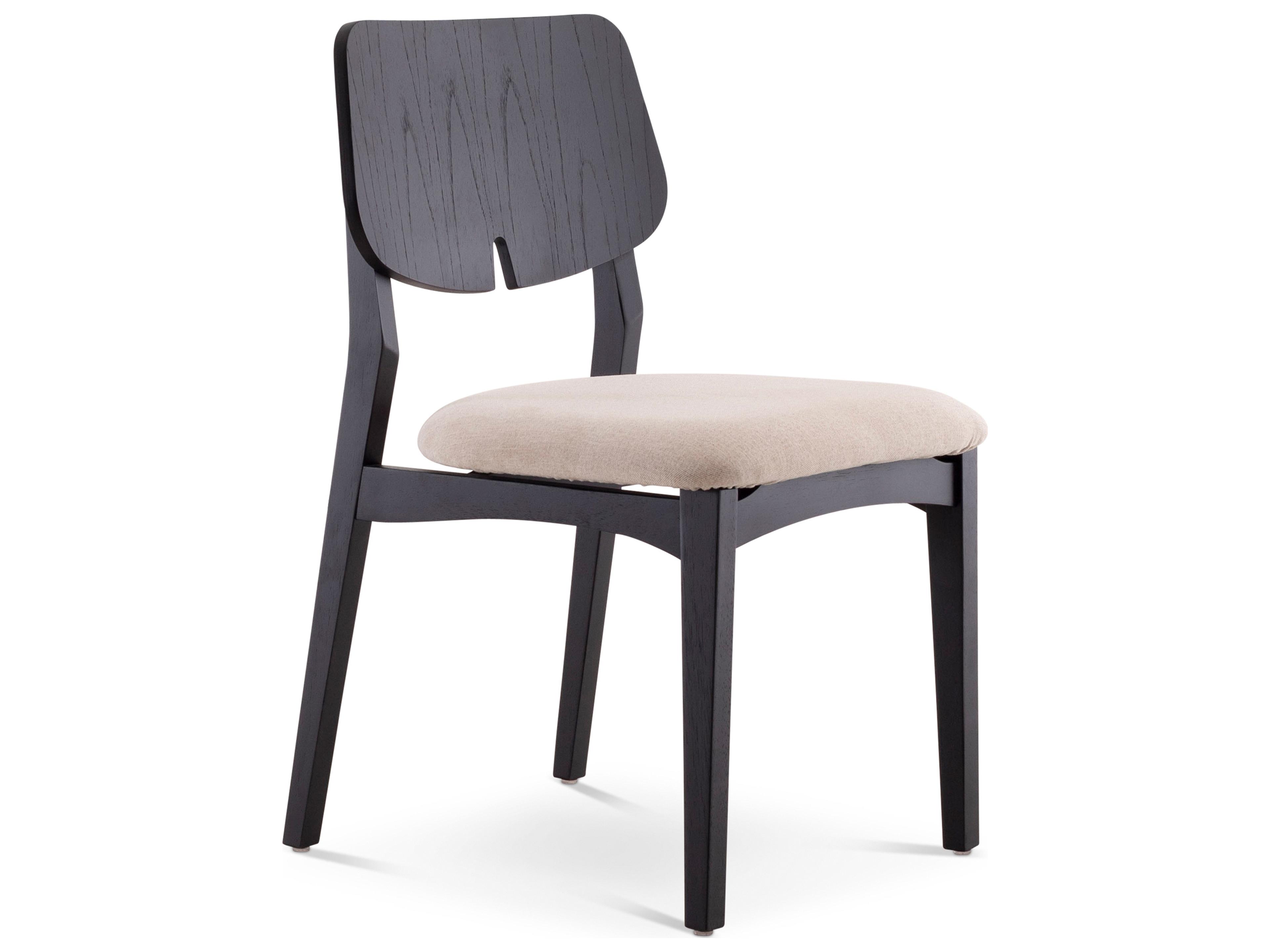Urbia Modern Brazilian Oak Wood Beige Upholstered Armless Dining Chair