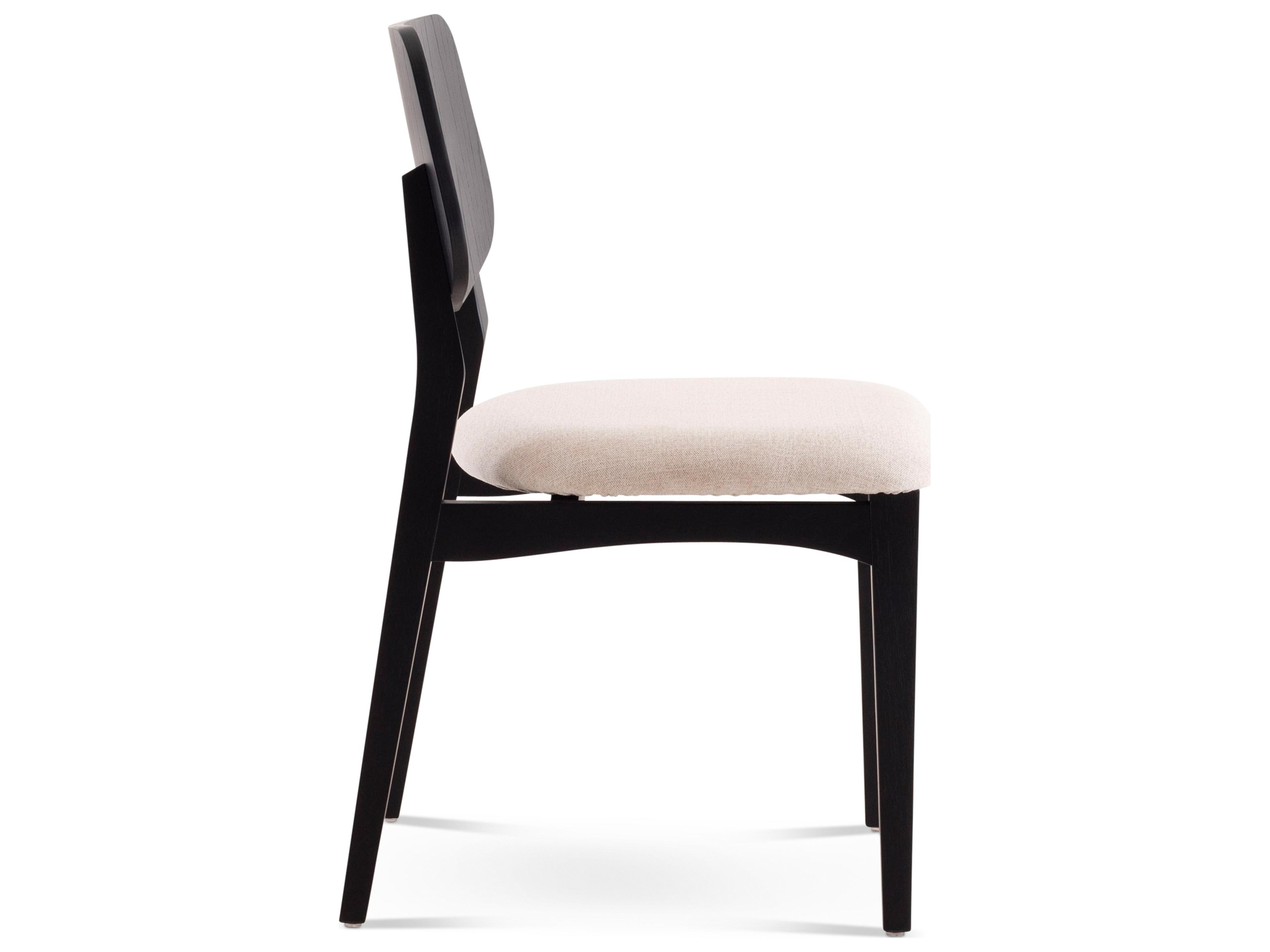 Urbia Modern Brazilian Oak Wood Beige Upholstered Armless Dining Chair