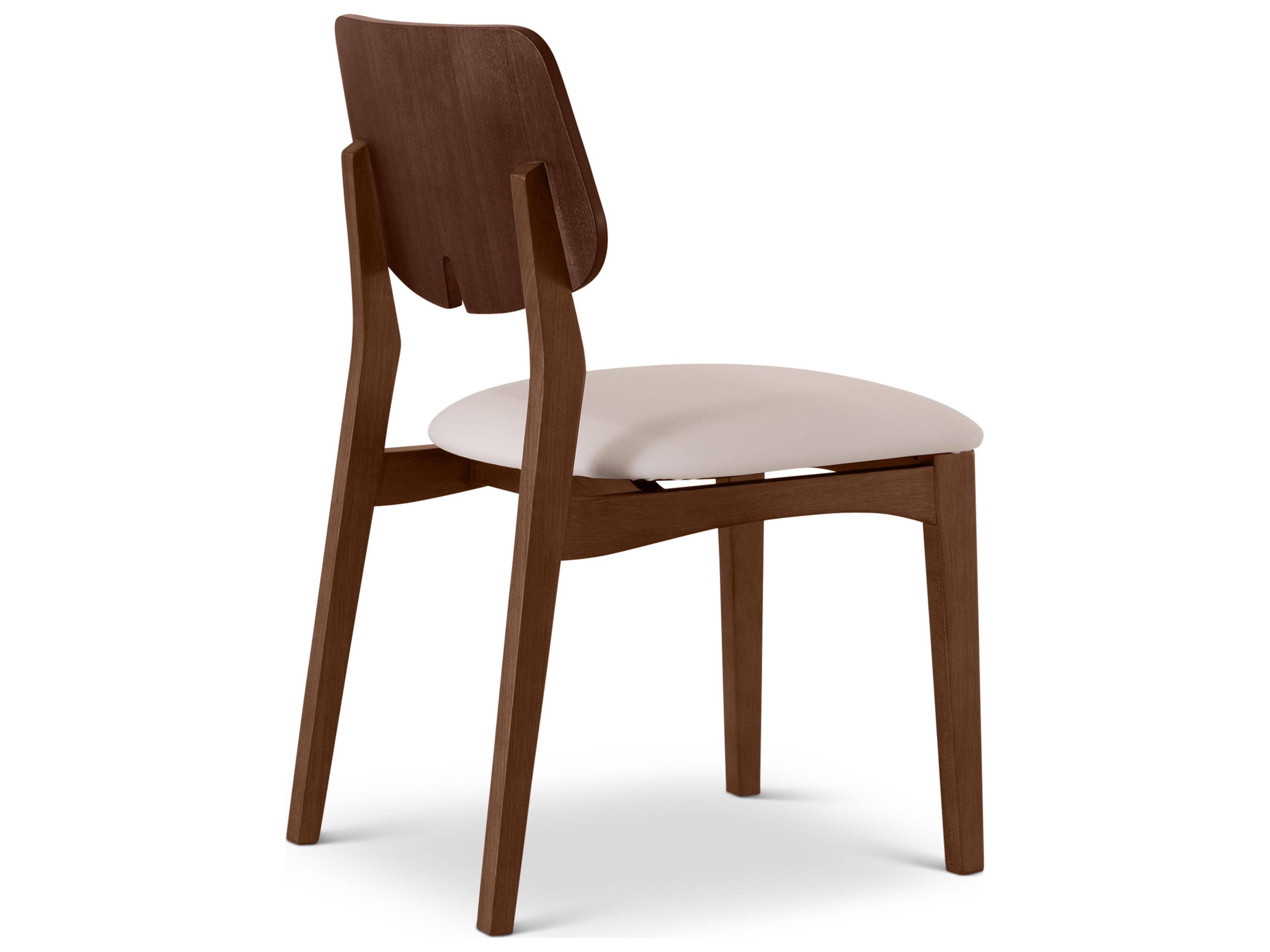 Urbia Modern Brazilian Oak Wood Beige Upholstered Armless Dining Chair