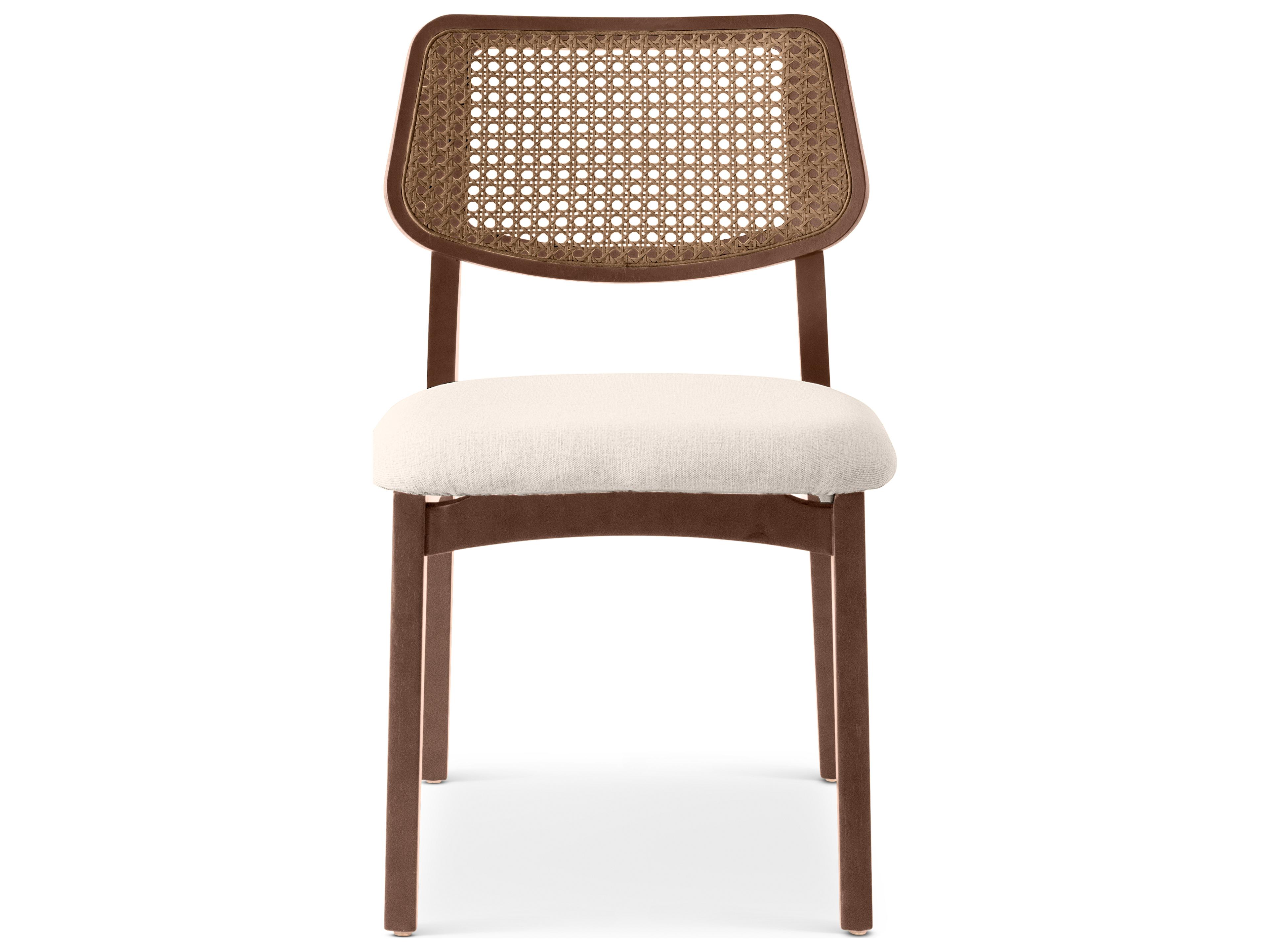 Modern Brazilian Solid Wood Brown Upholstered Armless Dining Chair