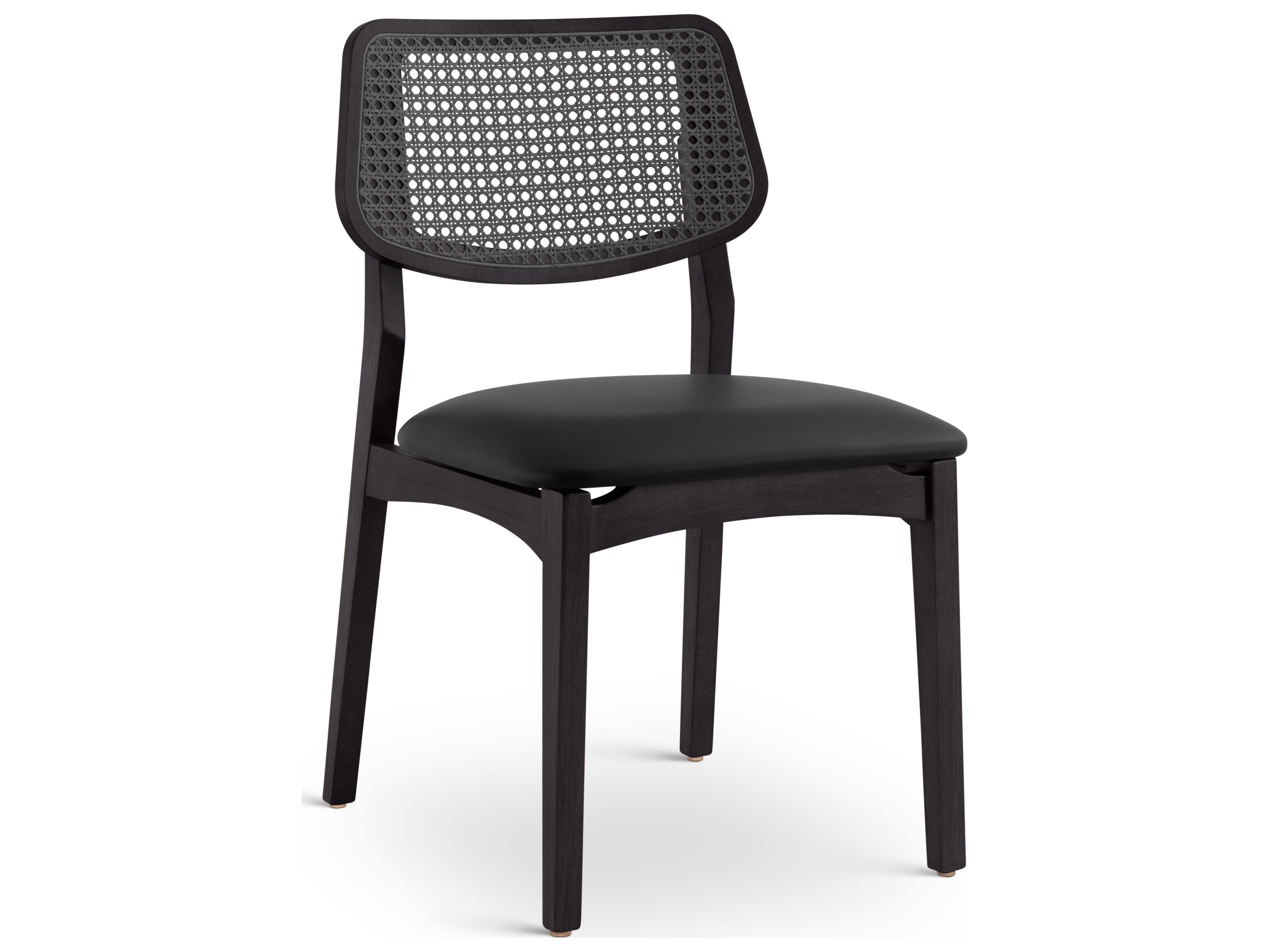 Modern Brazilian Solid Wood Black Upholstered Armless Dining Chair
