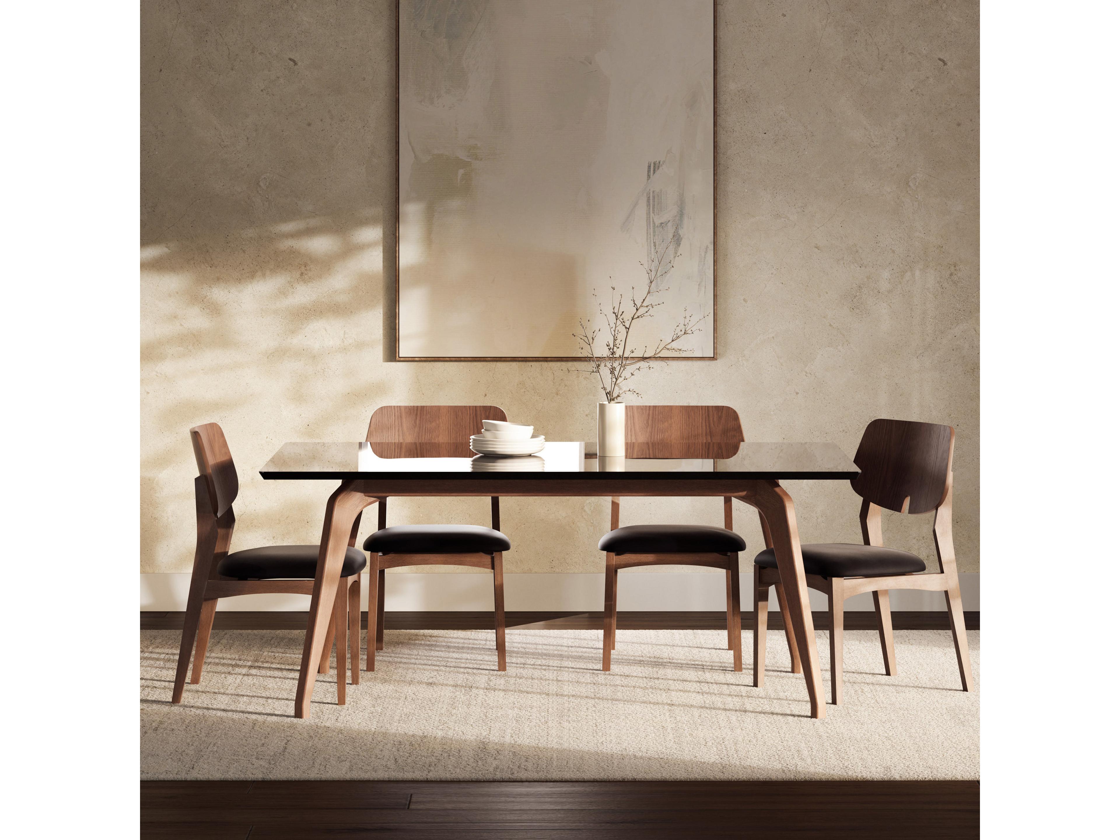 Urbia Modern Brazilian Rectangular Glass Black Nogal Dining Table