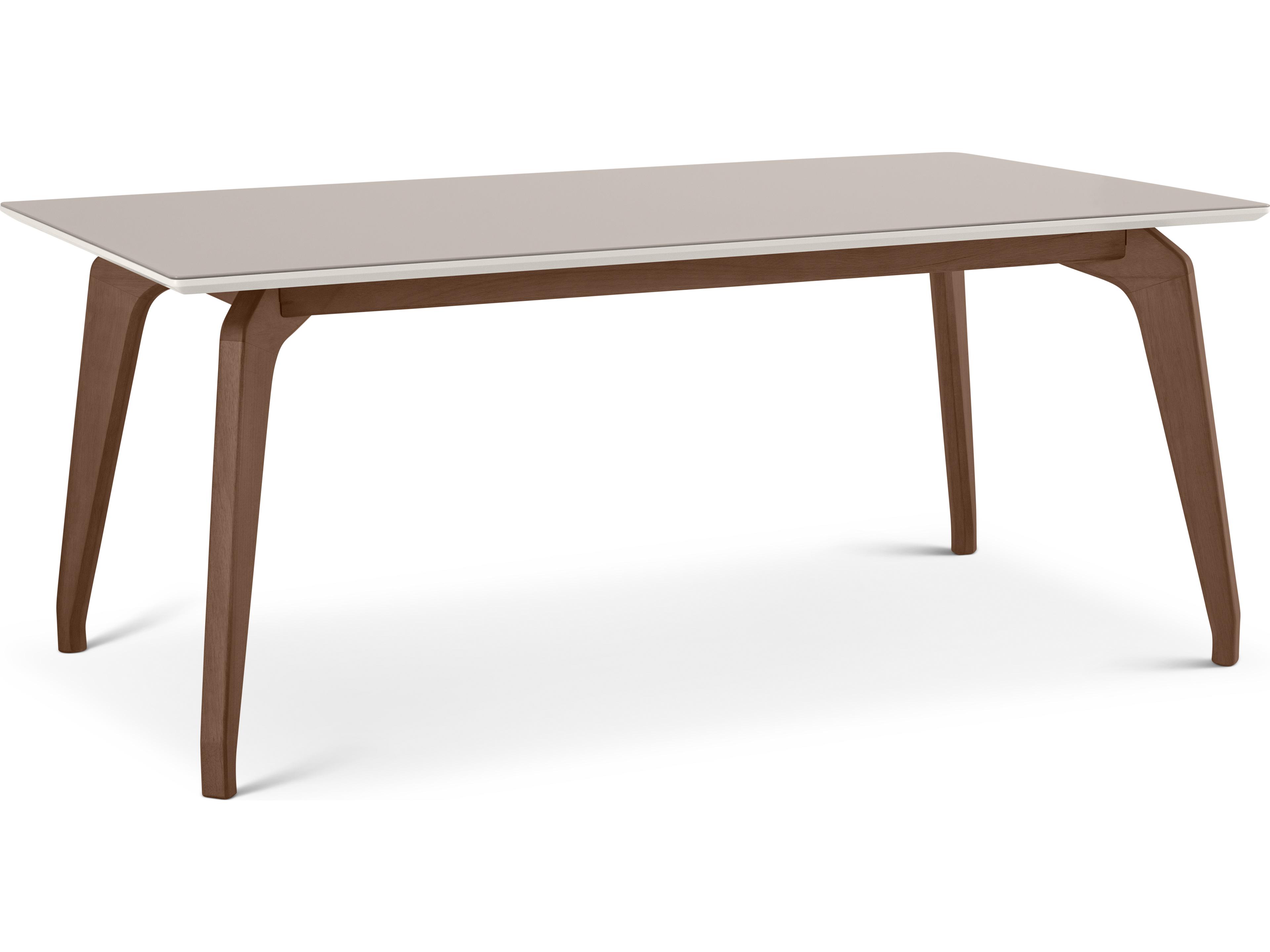 Urbia Modern Brazilian Rectangular Glass Off White Nogal Dining Table