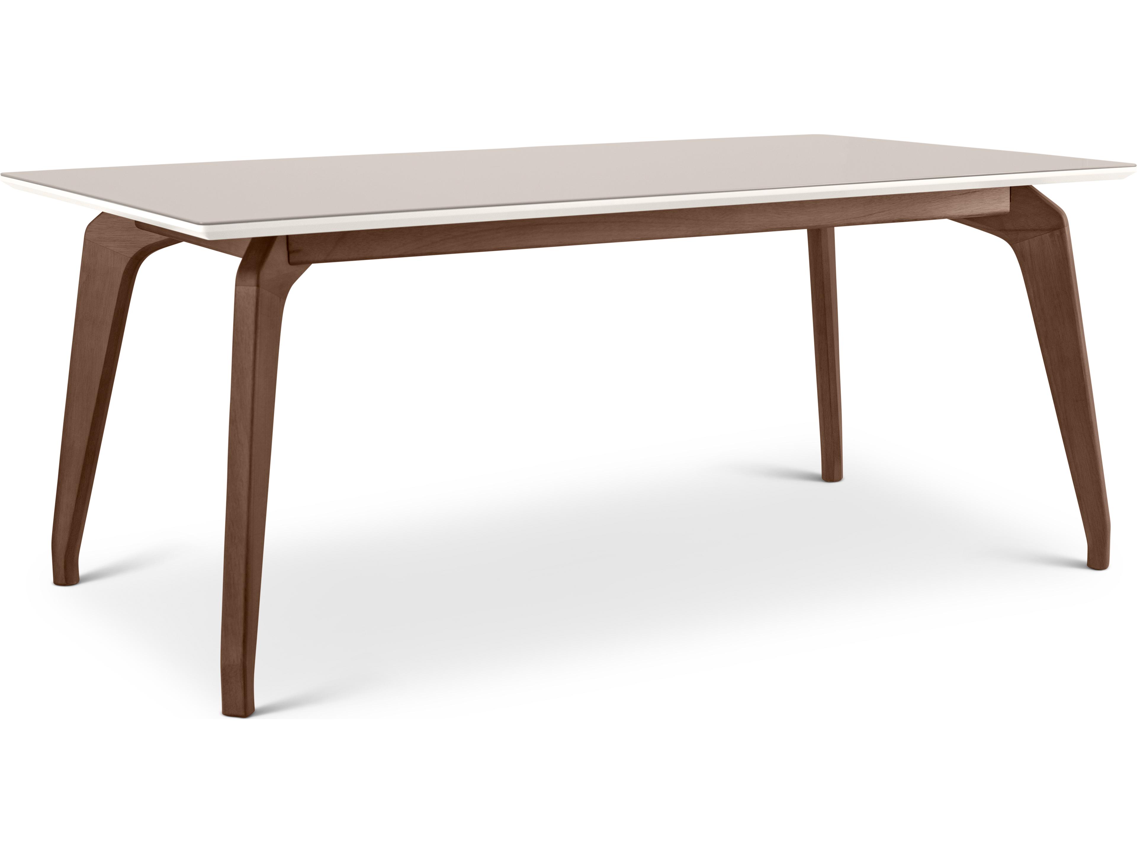 Urbia Modern Brazilian Rectangular Glass Off White Nogal Dining Table