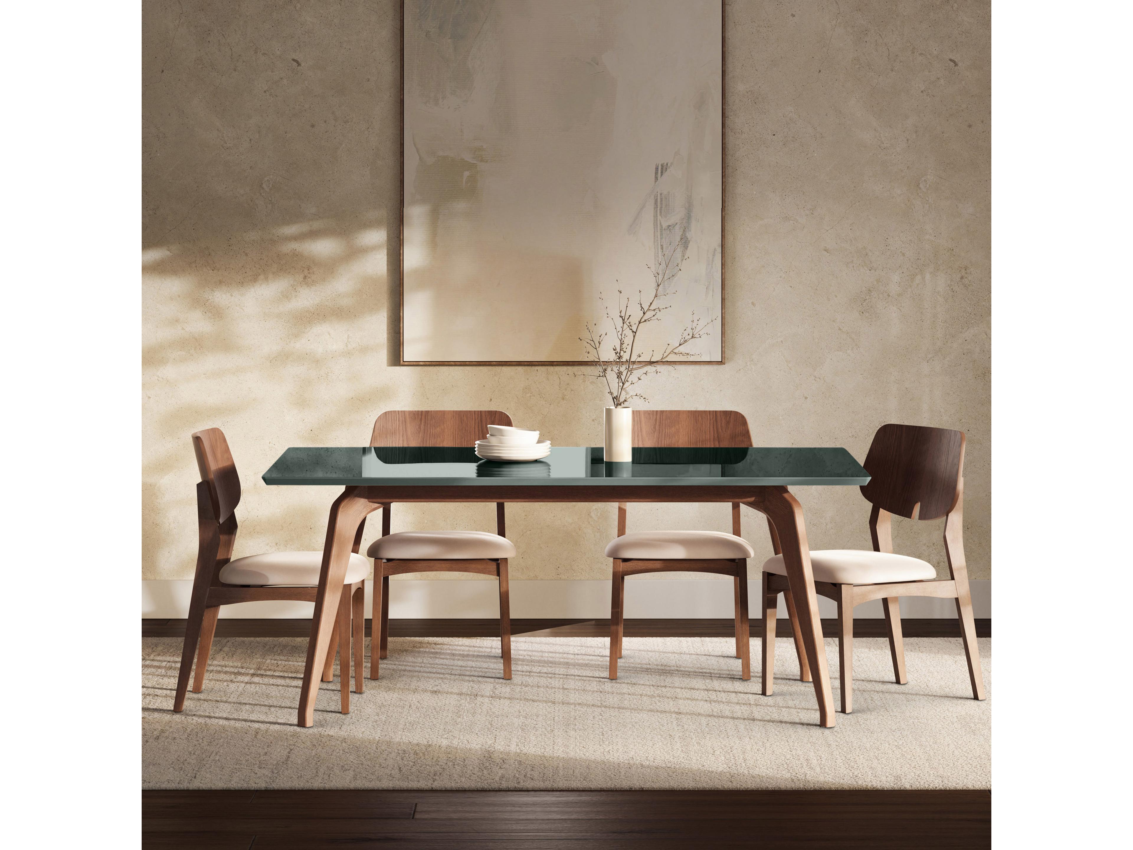 Urbia Modern Brazilian Rectangular Glass Floresta Green Dining Table