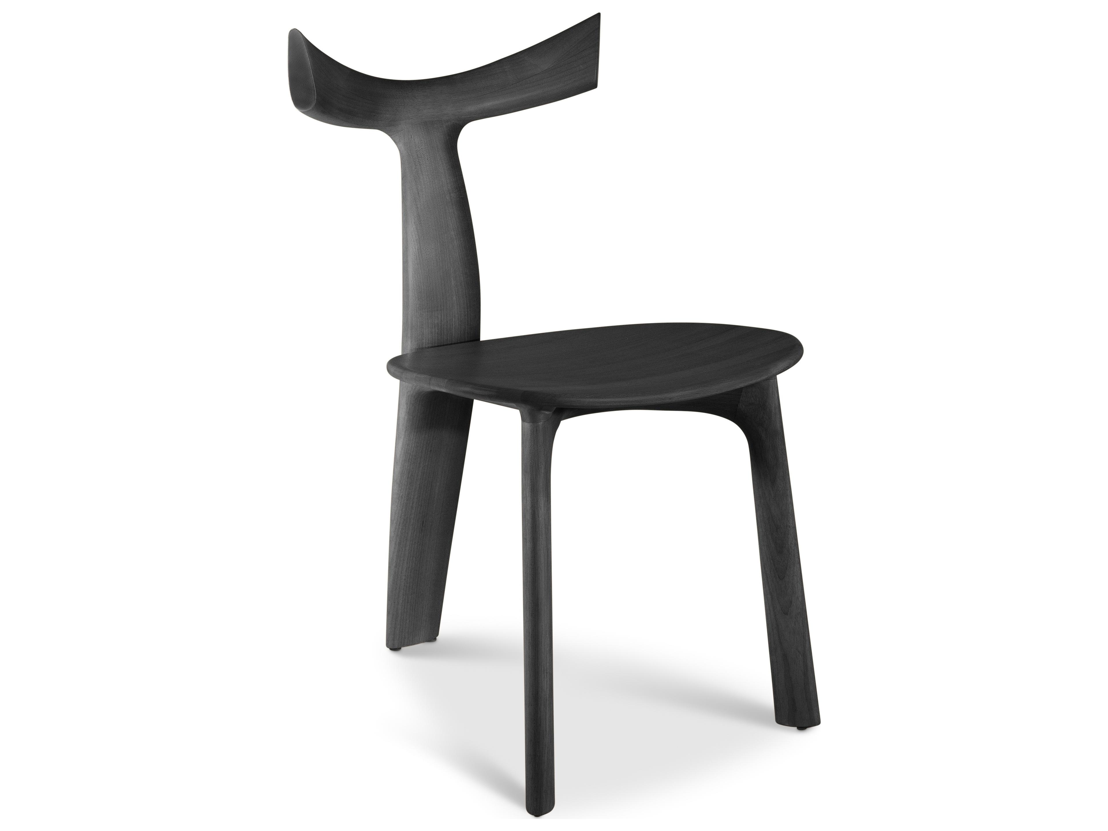 Modern Brazilian Black Armless Dining Chair