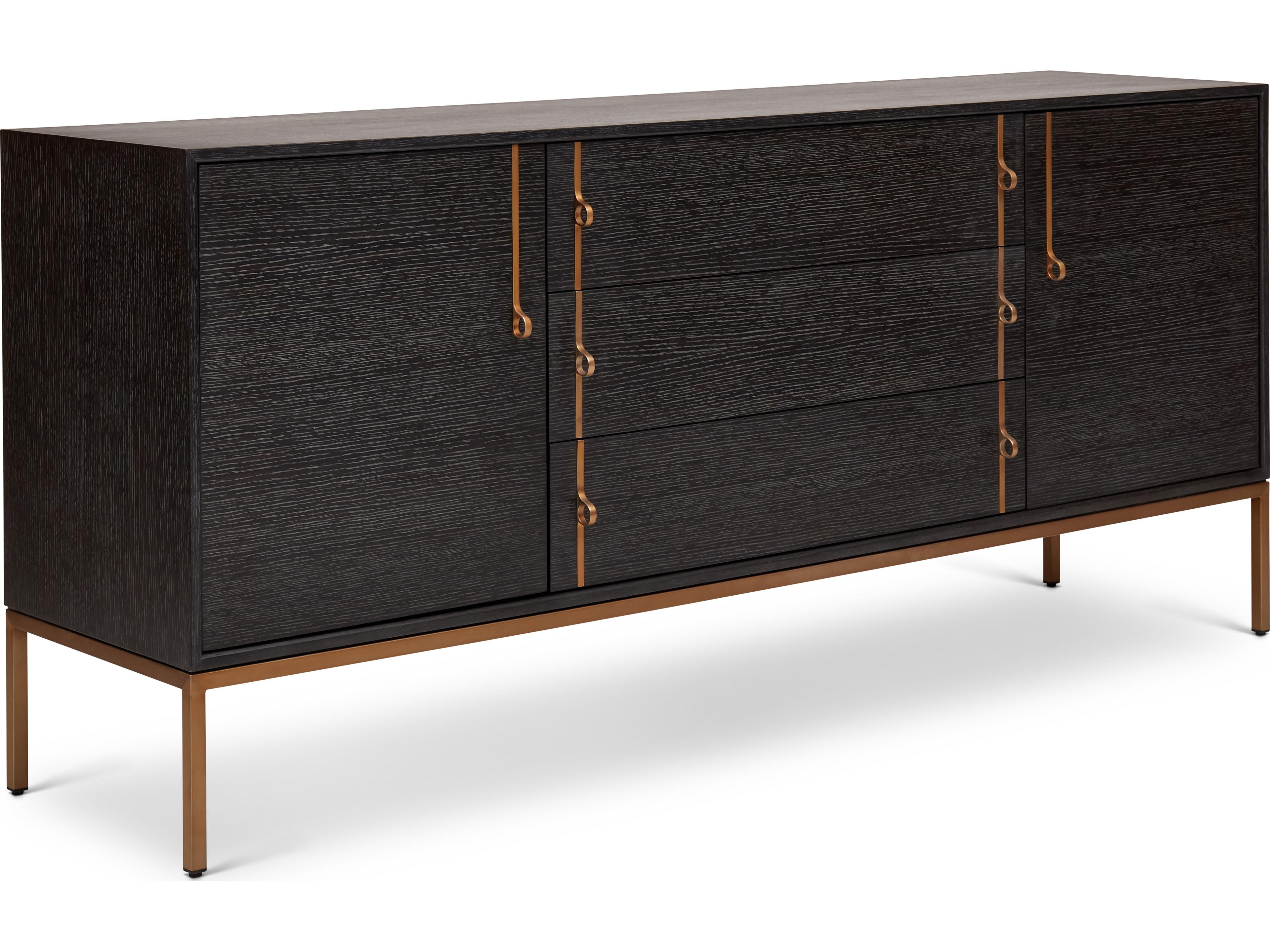 Urbia Ie Series 71" Oak Wood Charcoal Brass Sideboard