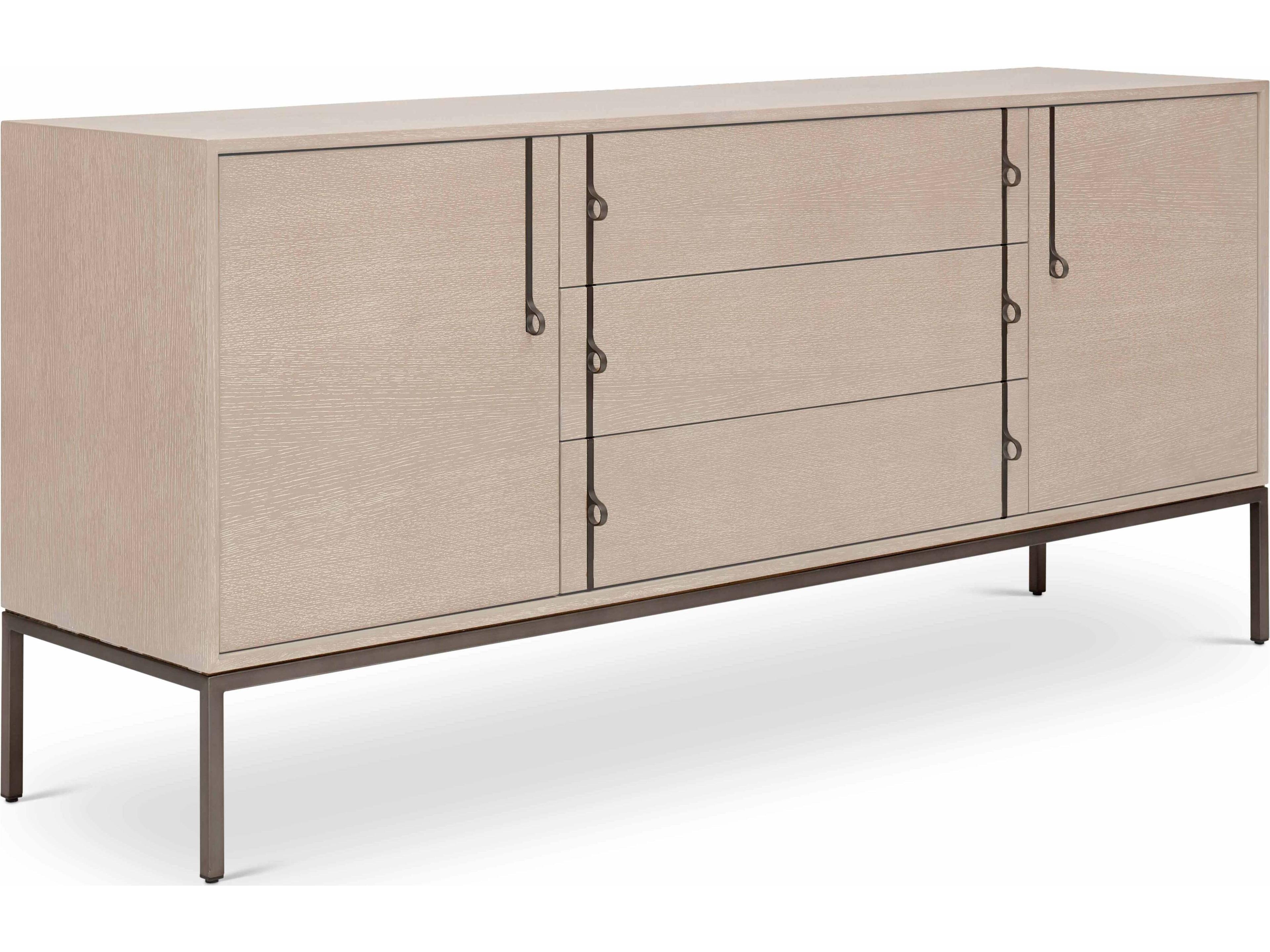 Urbia Ie Series 71" Oak Wood Taupe Grey Gun Metal Sideboard