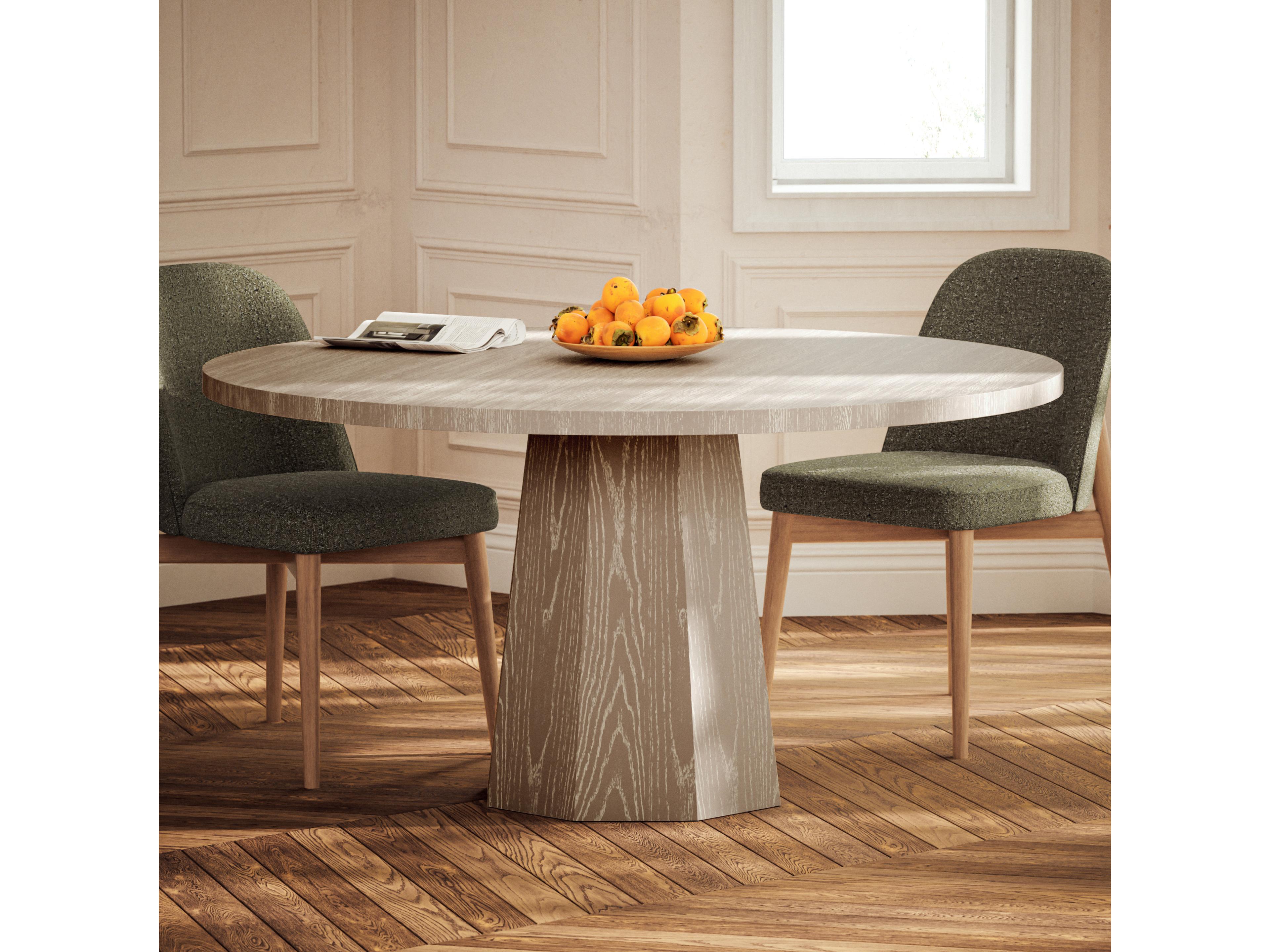 Urbia Ie Series Round Wood Taupe Grey Dining Table