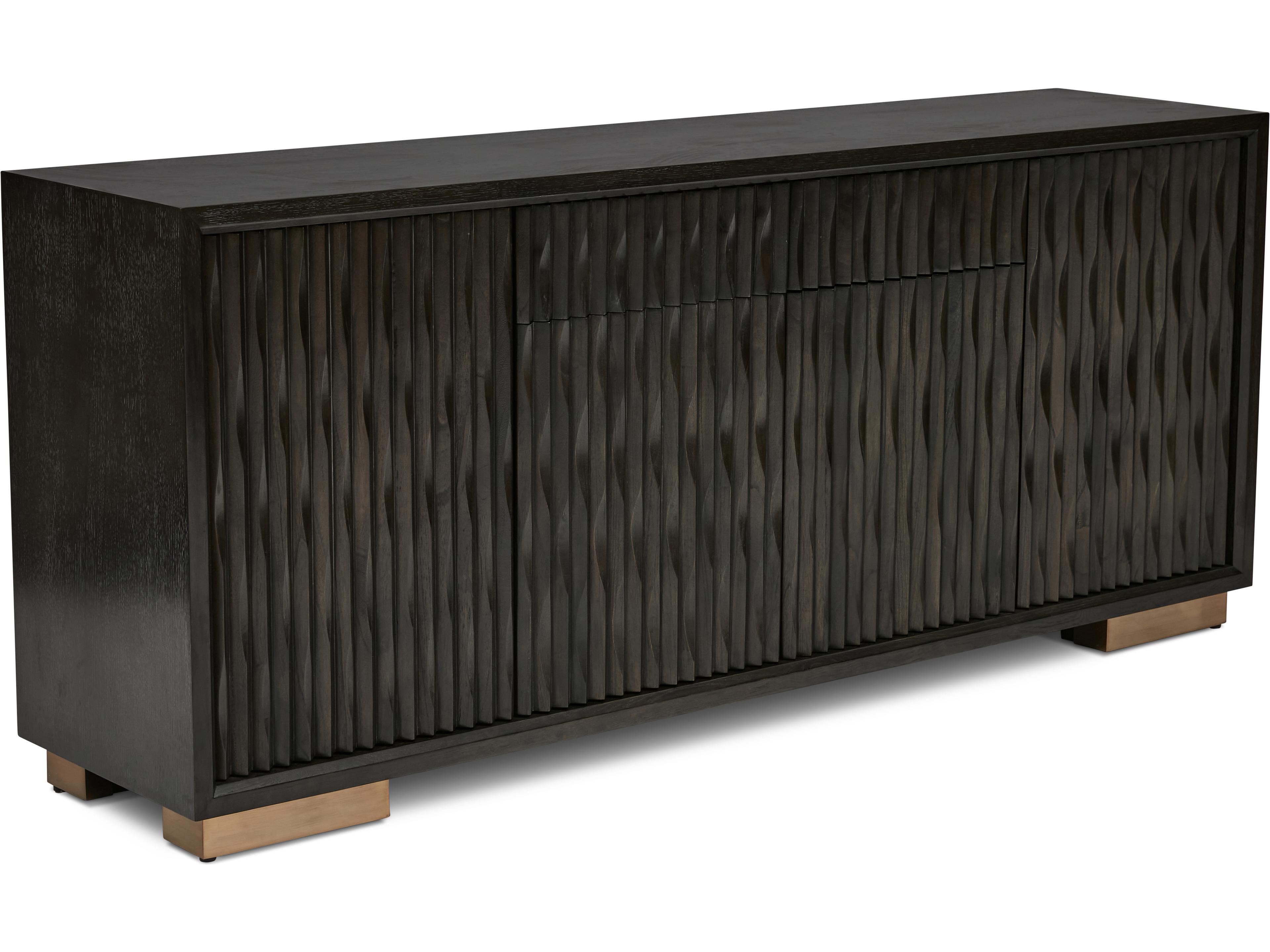 Urbia Ie Series 74" Oak Wood Charcoal Gold Sideboard