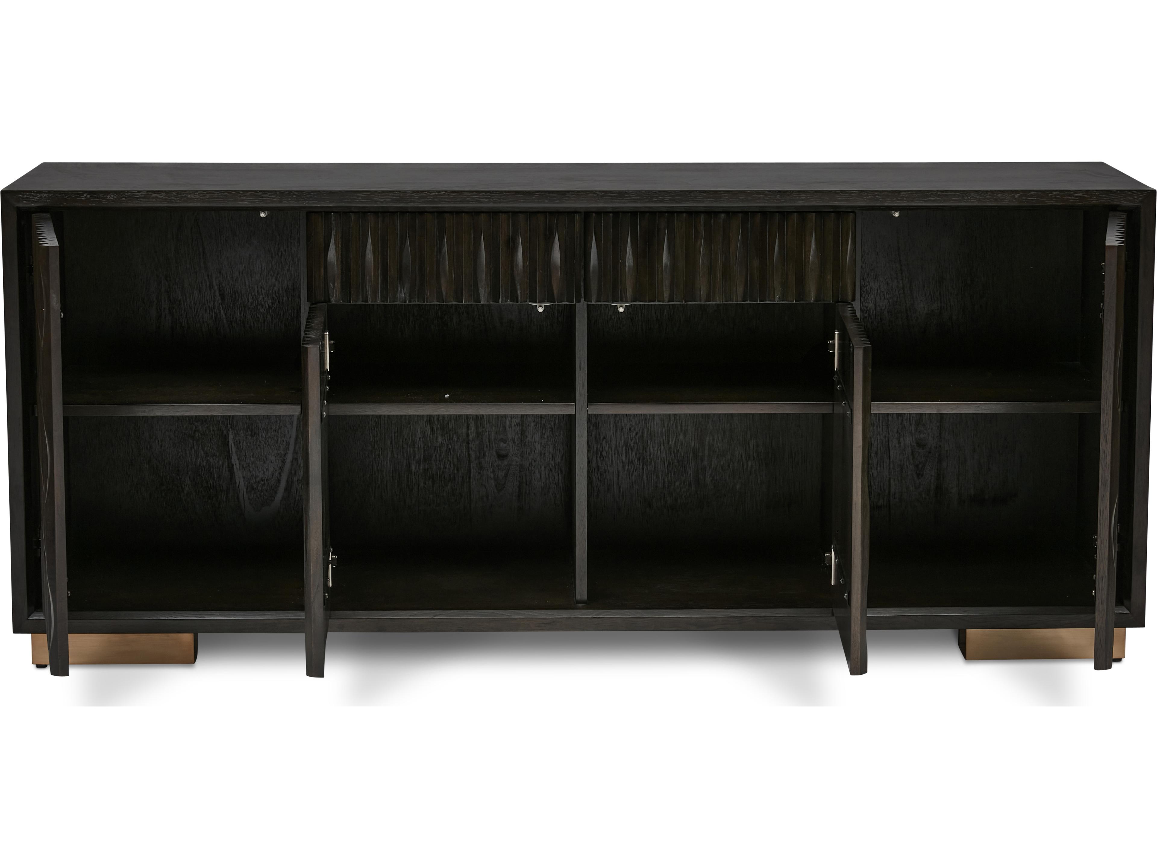 Urbia Ie Series 74" Oak Wood Charcoal Gold Sideboard