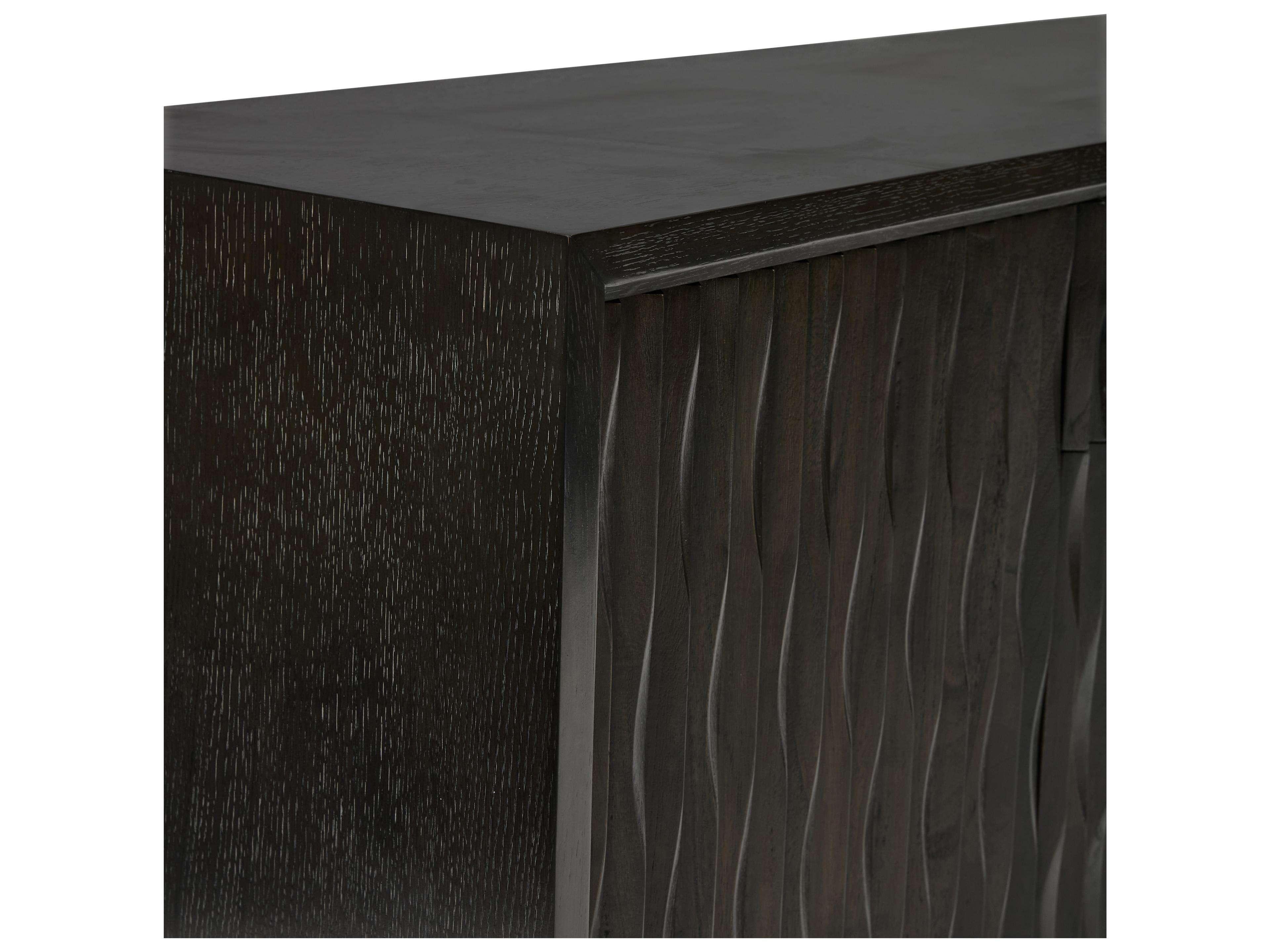 Urbia Ie Series 74" Oak Wood Charcoal Gold Sideboard