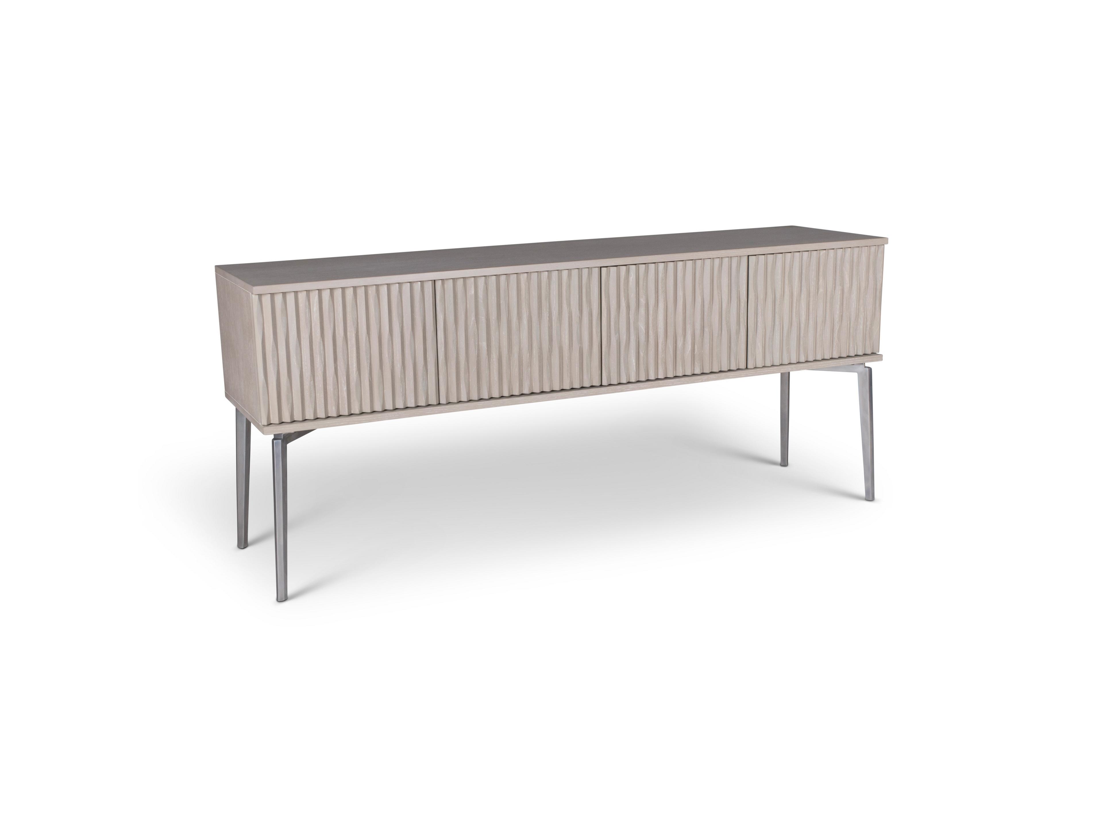 Olas Carved Wood Buffet Sideboard in Putty Gray