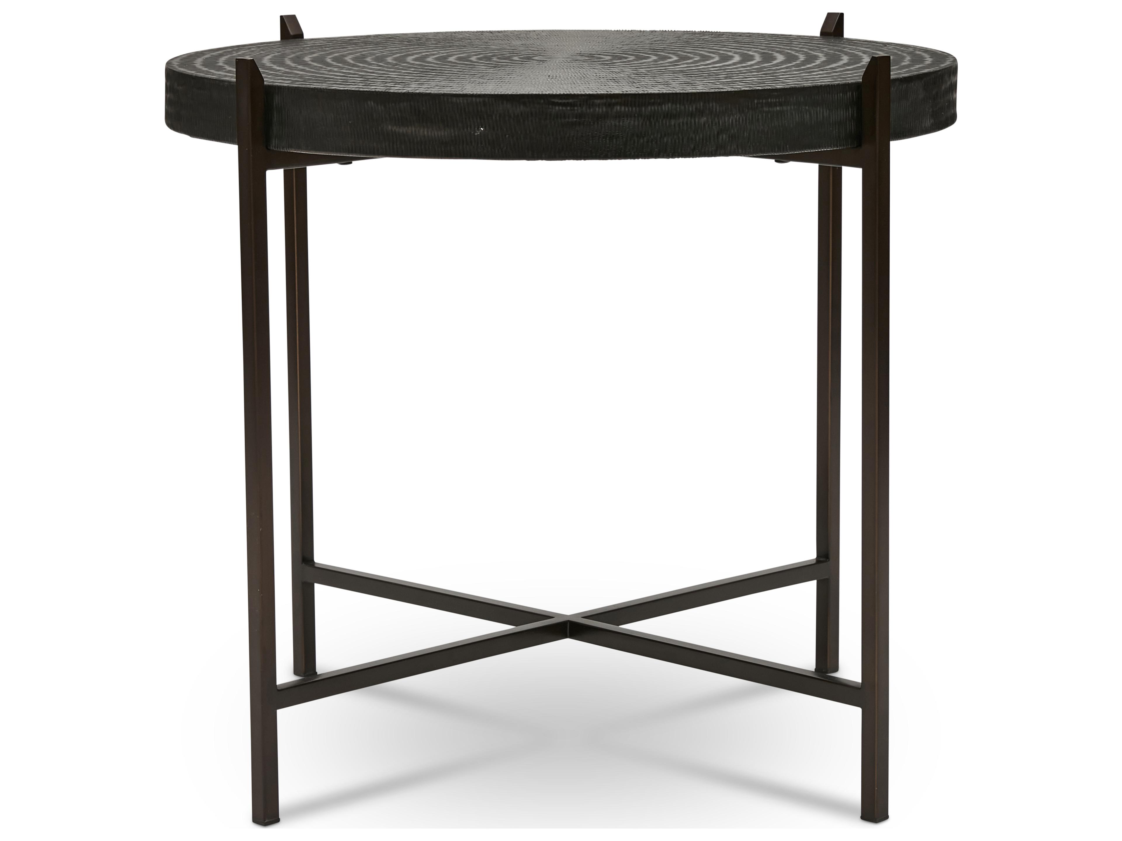 Urbia Ie Series Round Metal Antique Copper Bronze End Table