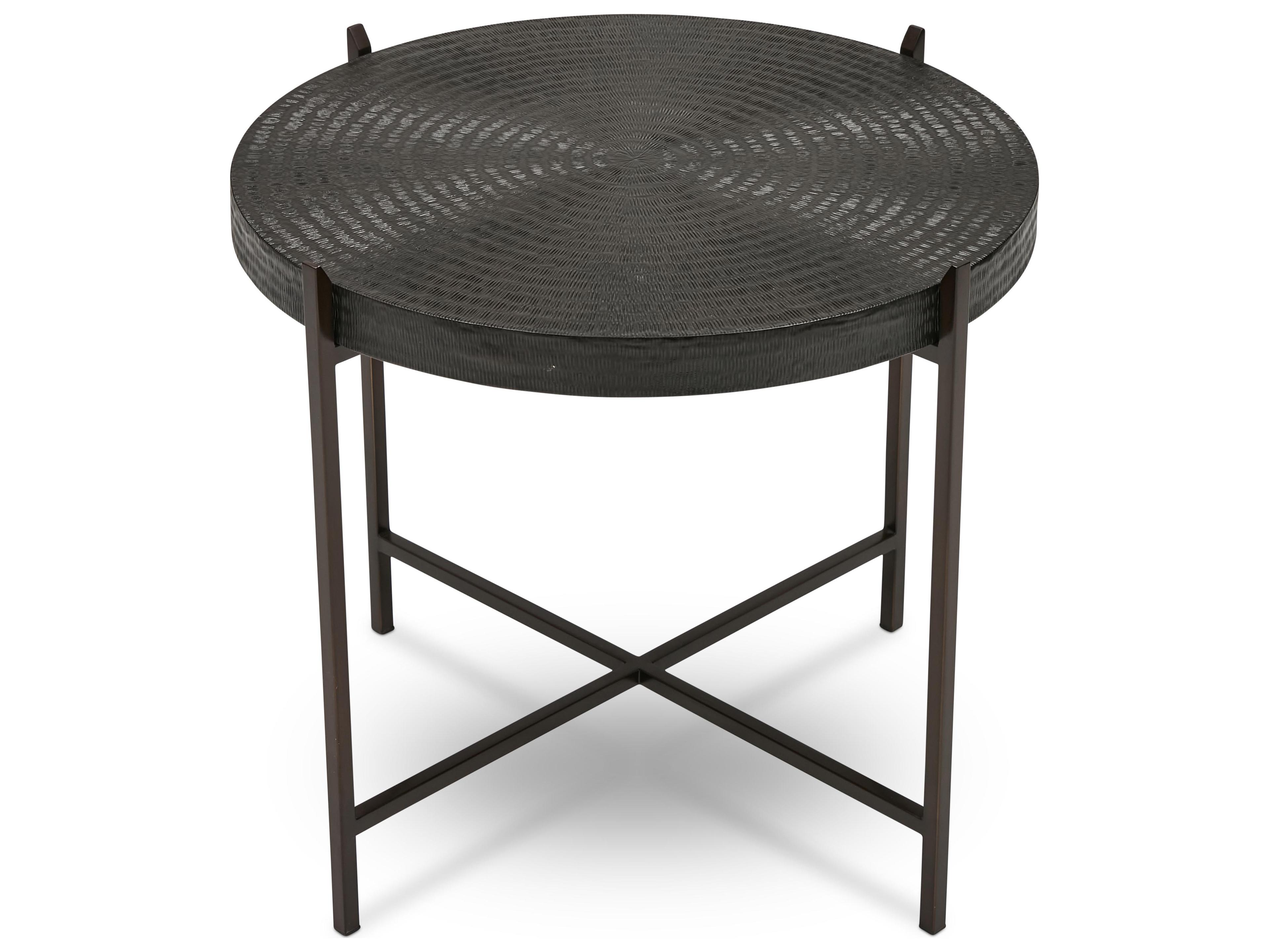 Urbia Ie Series Round Metal Antique Copper Bronze End Table