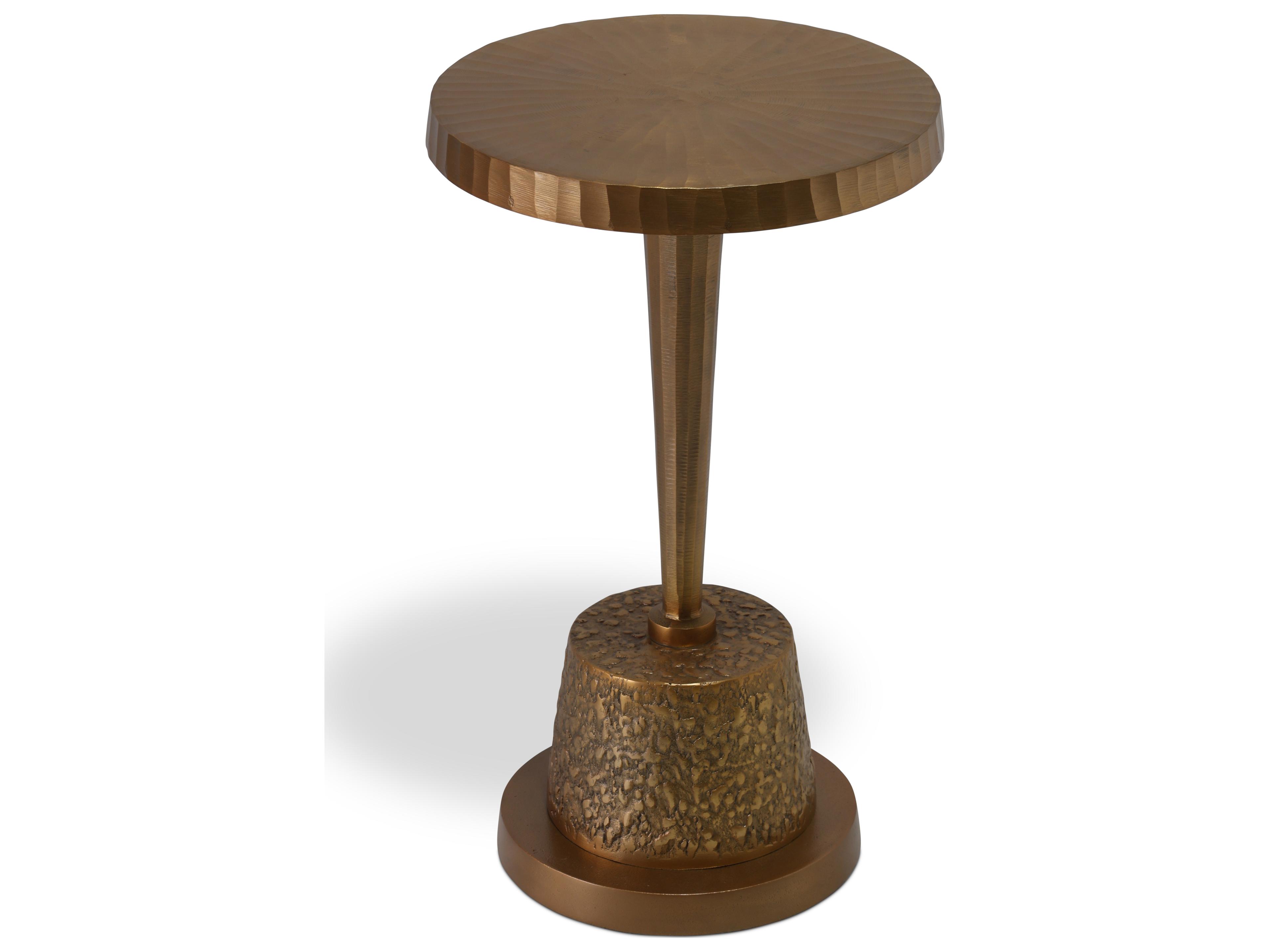 Urbia Elements Round Metal Antique Brass End Table