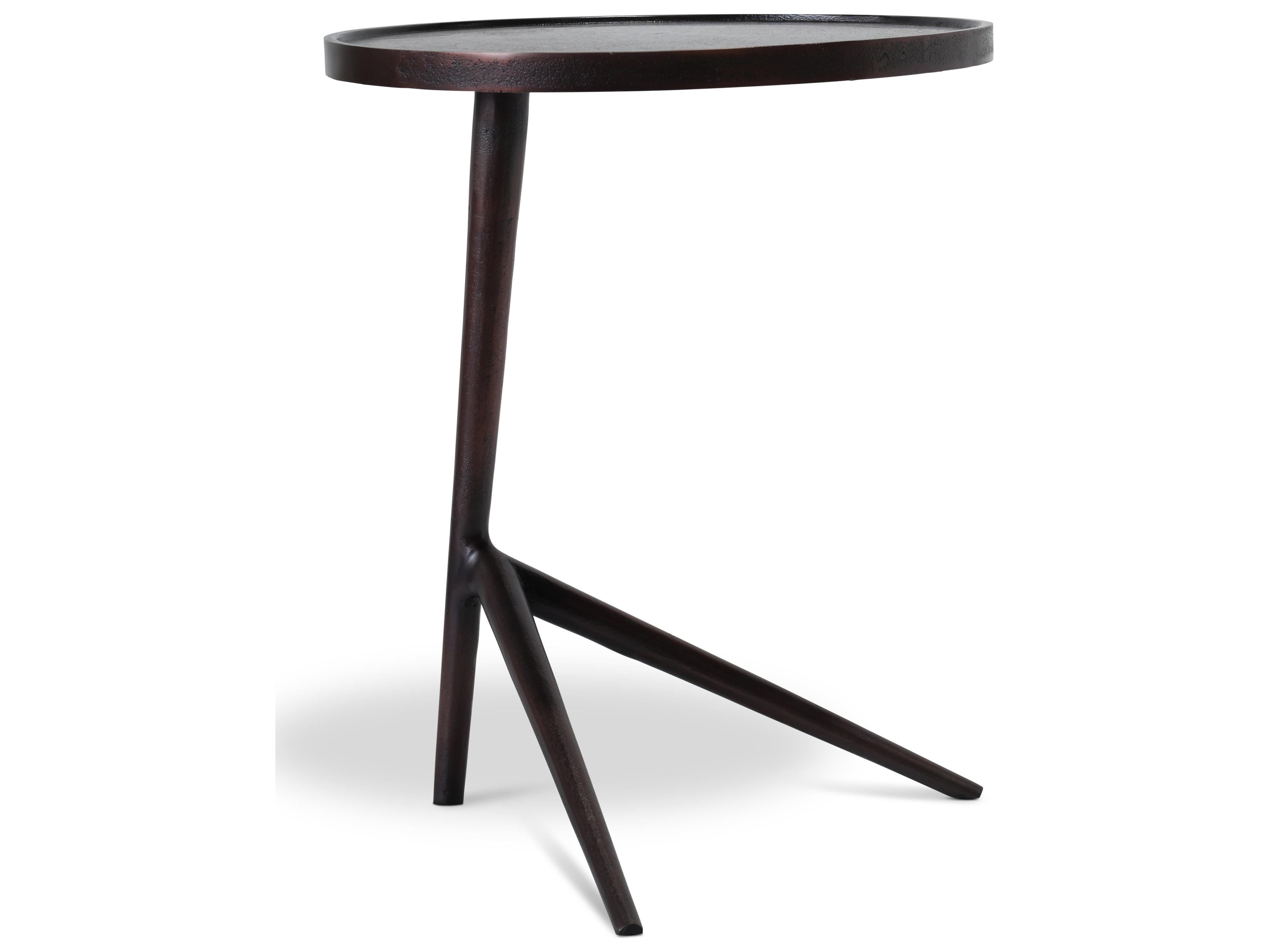Elements Round Metal Antique Copper End Table