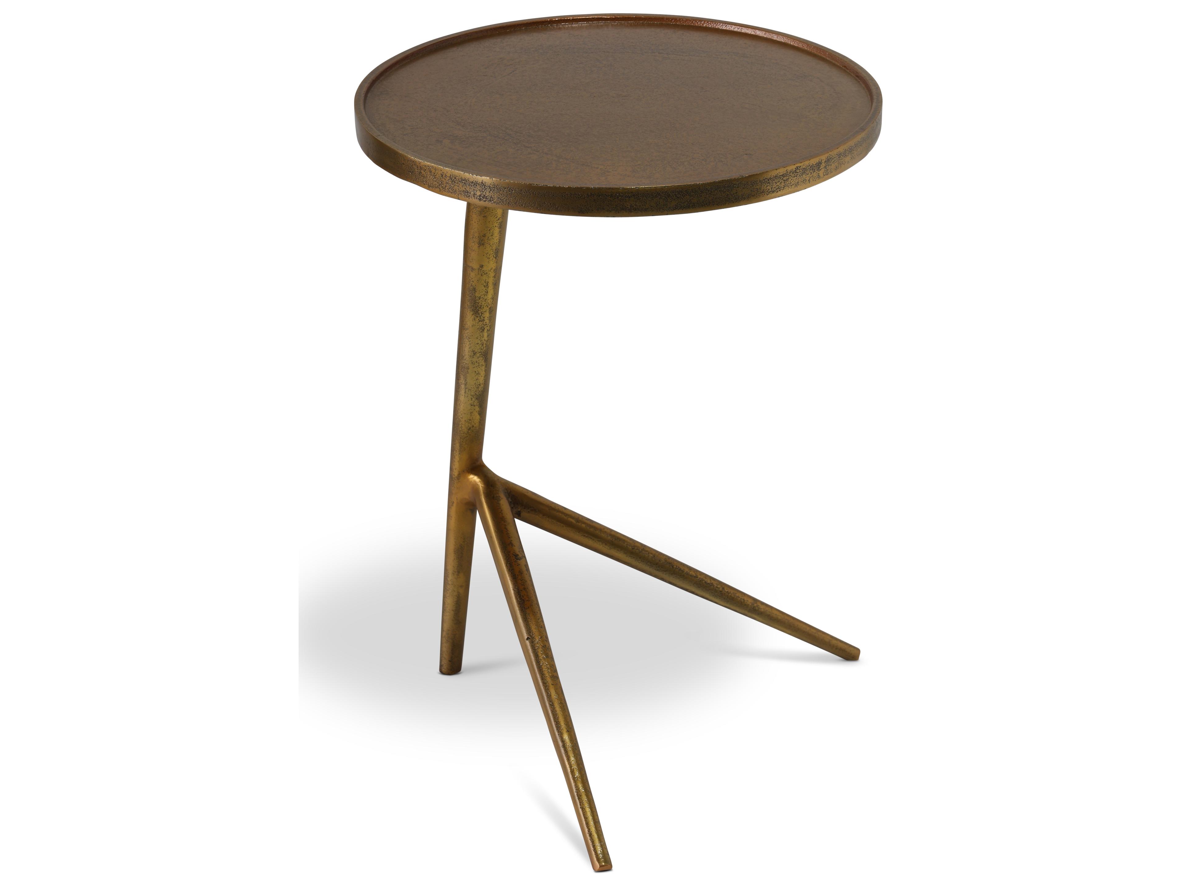 Urbia Elements Round Metal Antique Brass End Table