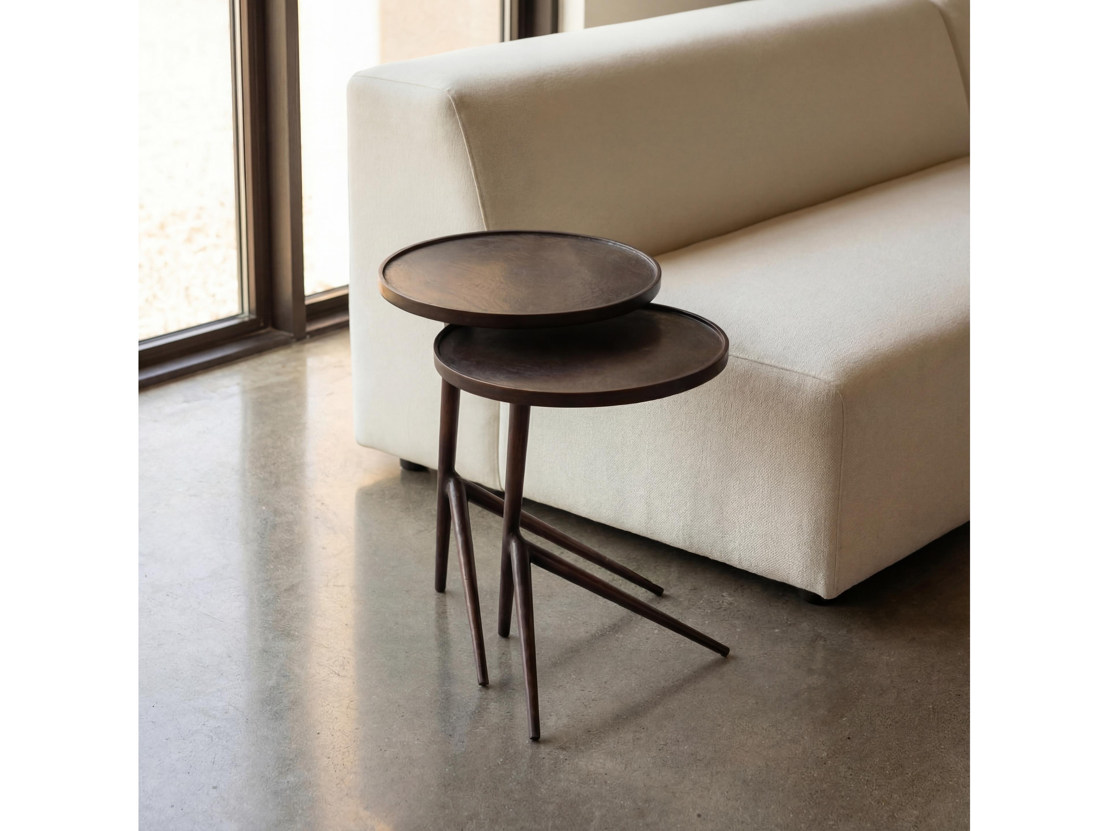 Urbia Elements Round Metal Antique Copper End Table Nesting Set