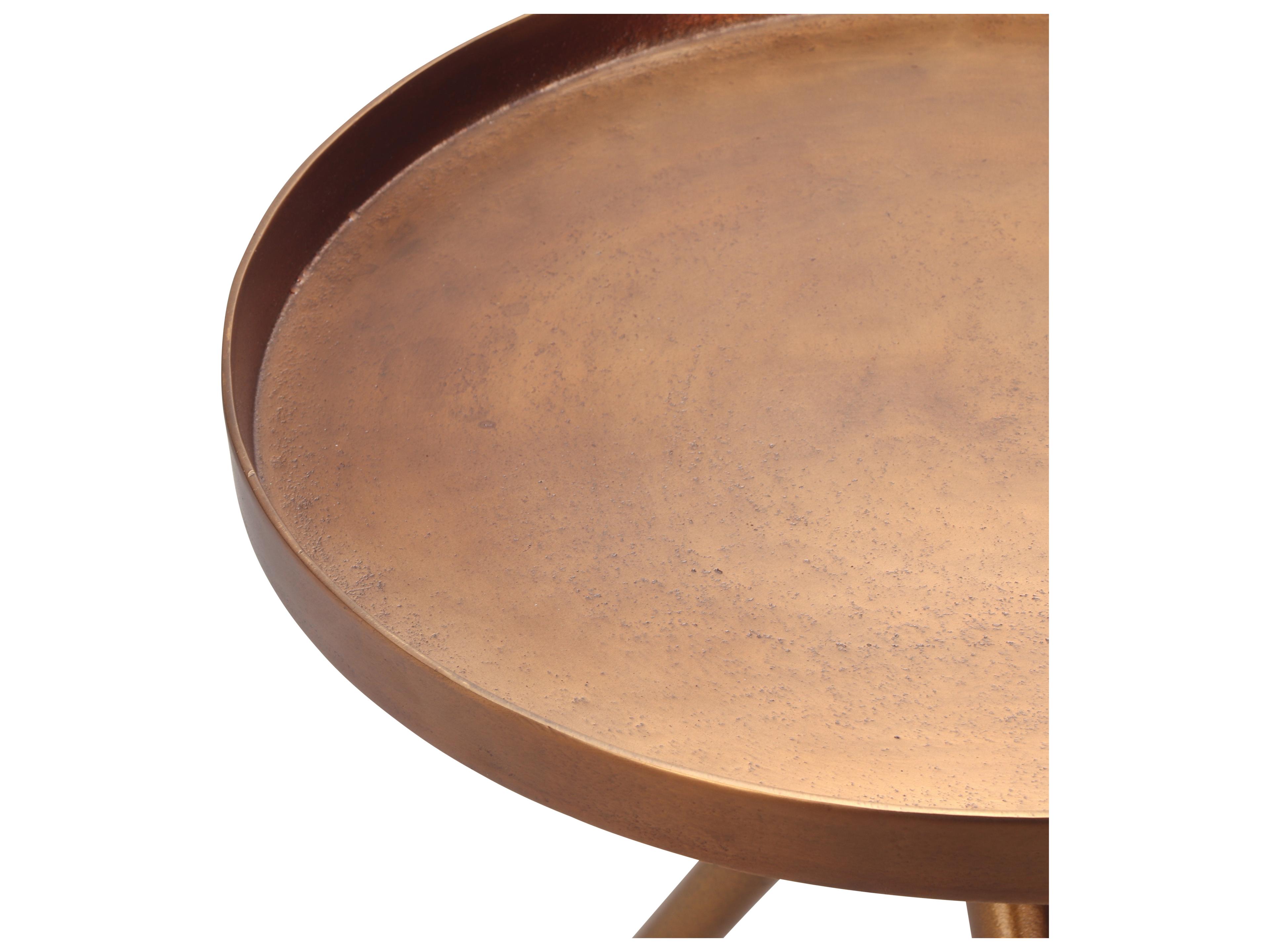 Urbia Elements Meret Round Metal Antique Brass End Table