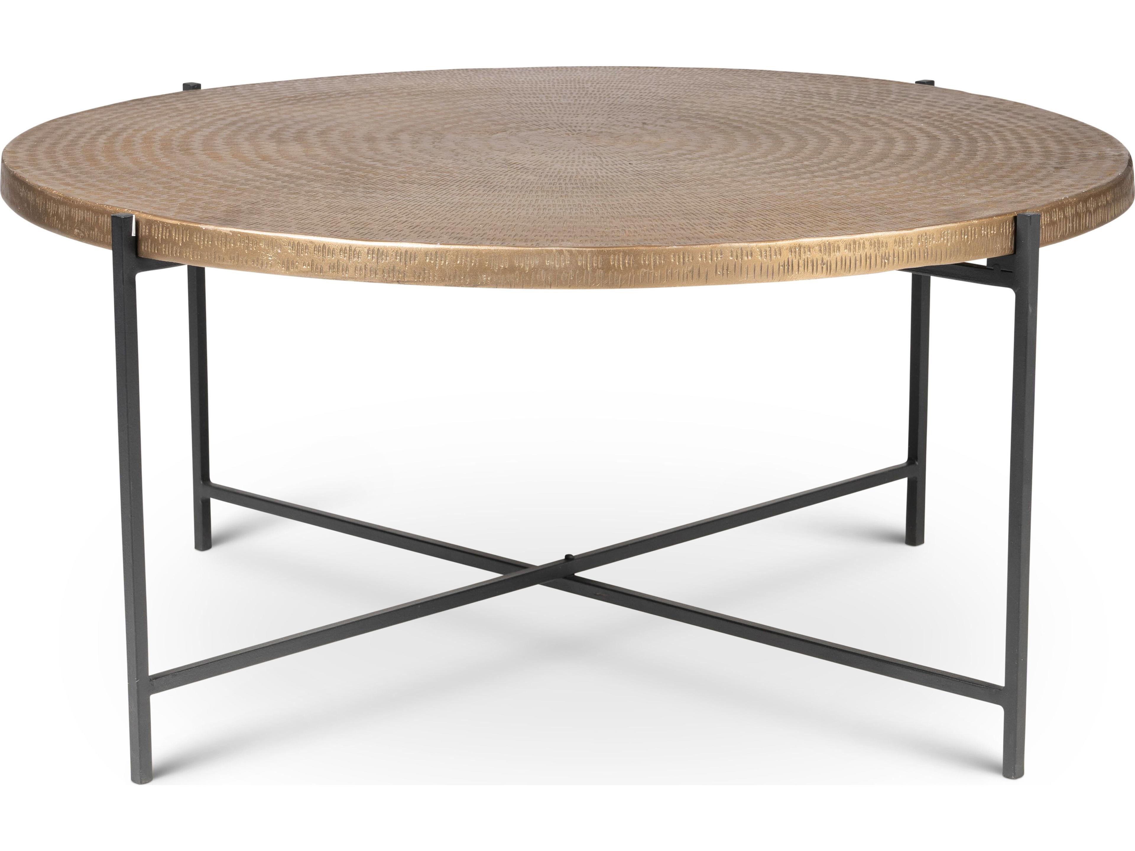 Navi Round Coffee Table Antique Brass