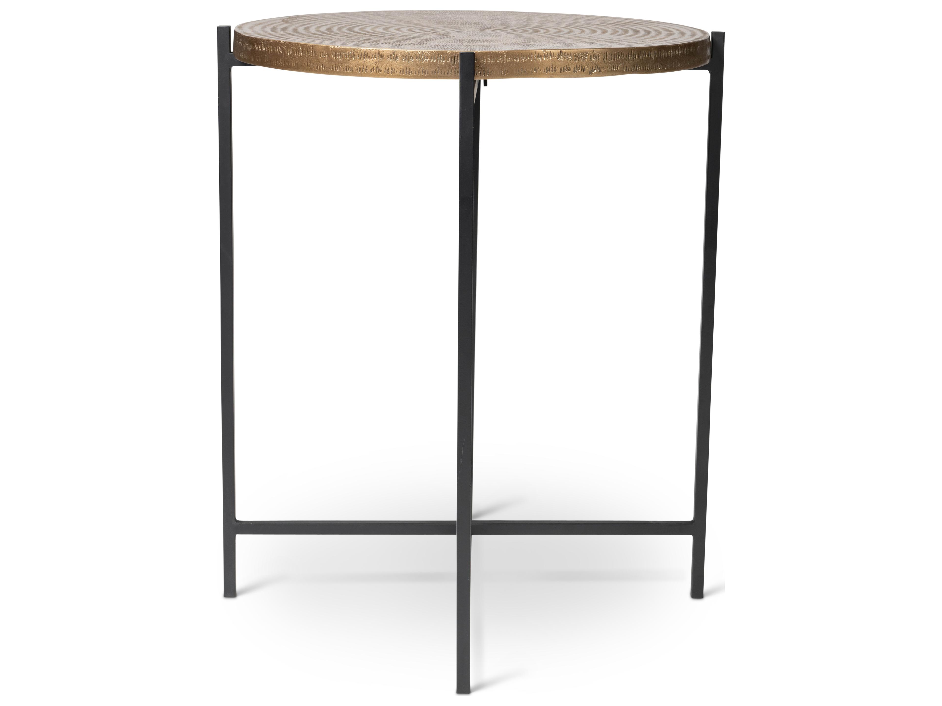 Urbia Elements Navi Round Metal Antique Brass End Table