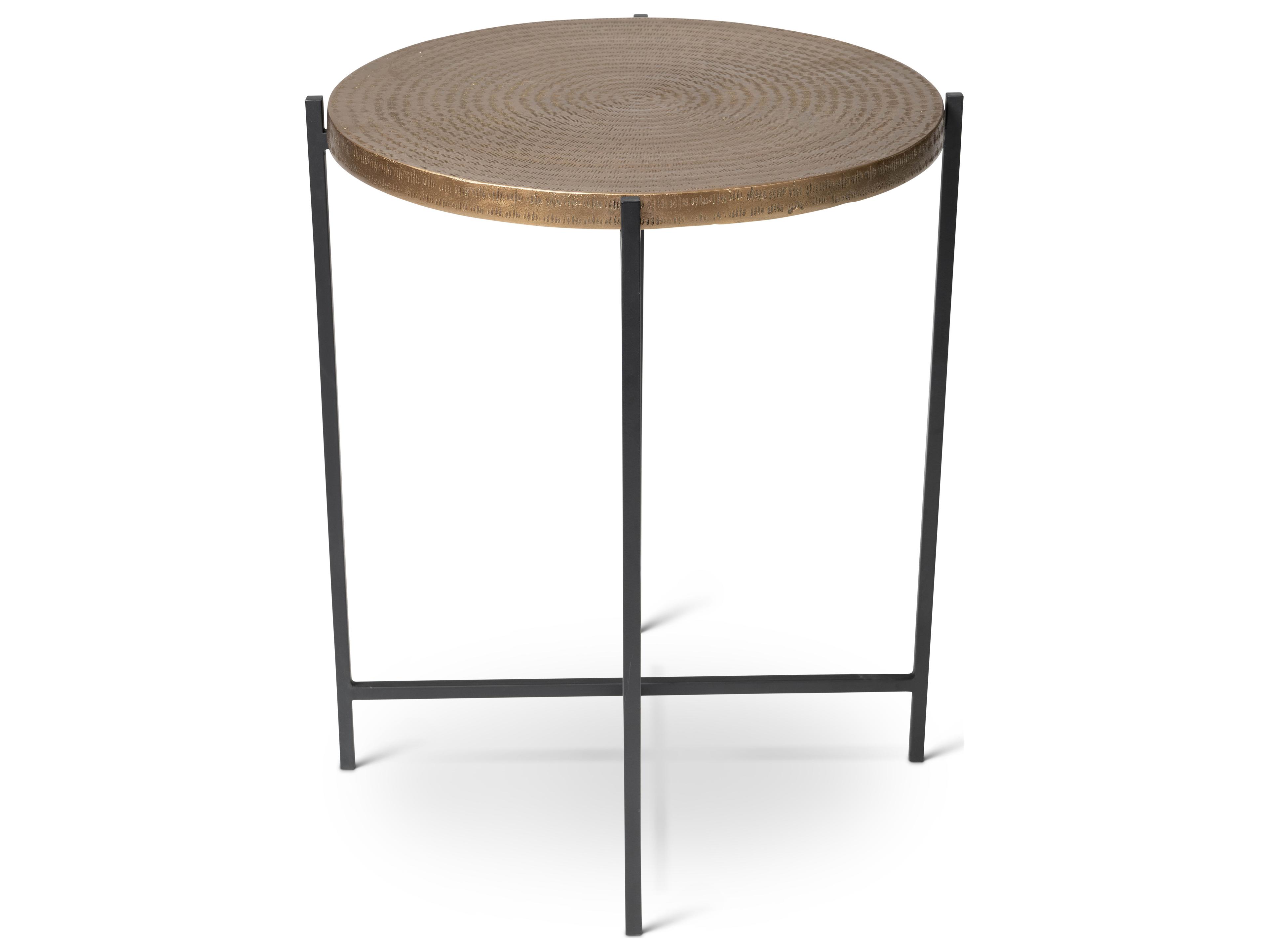 Urbia Elements Navi Round Metal Antique Brass End Table