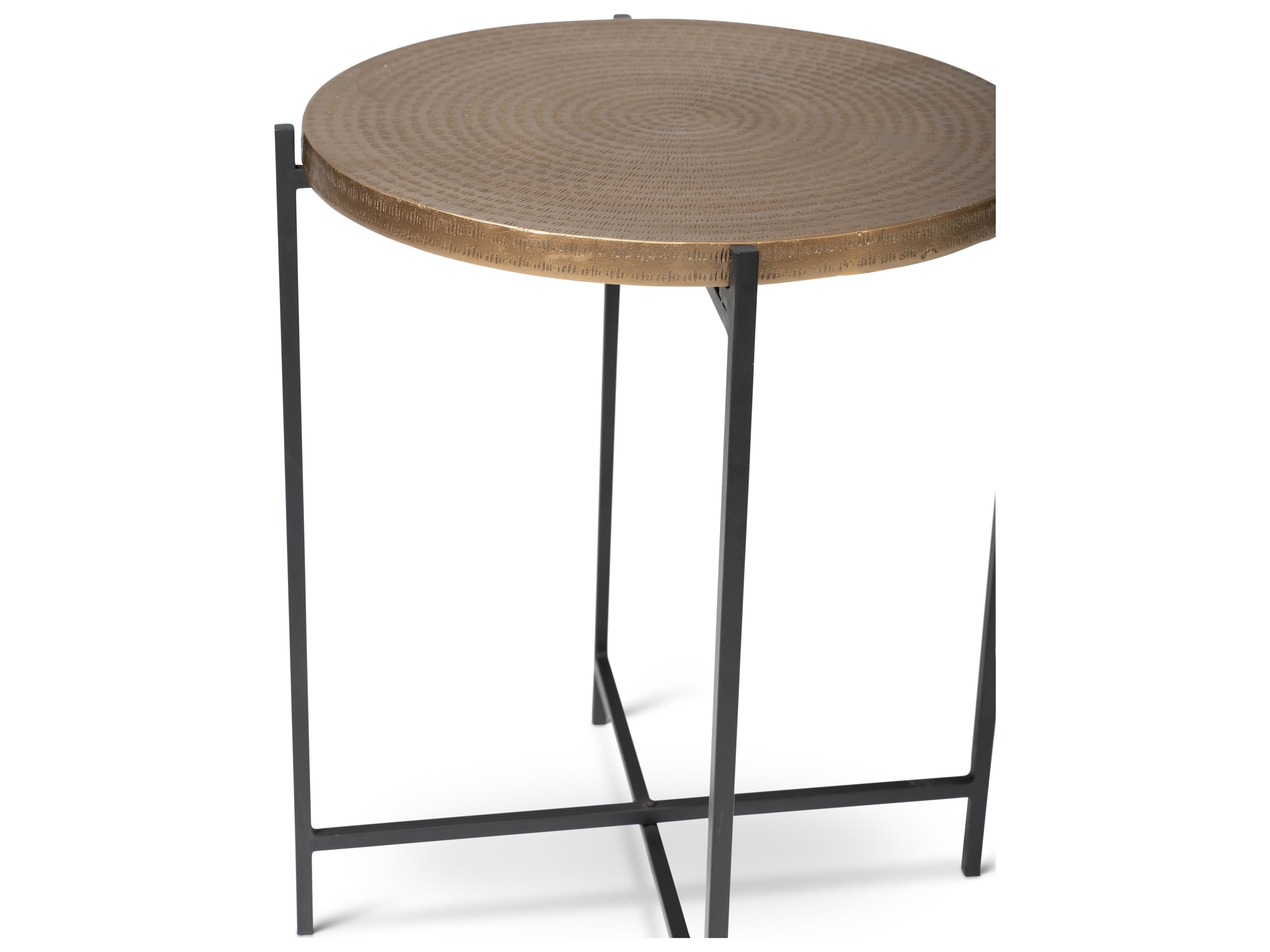 Urbia Elements Navi Round Metal Antique Brass End Table
