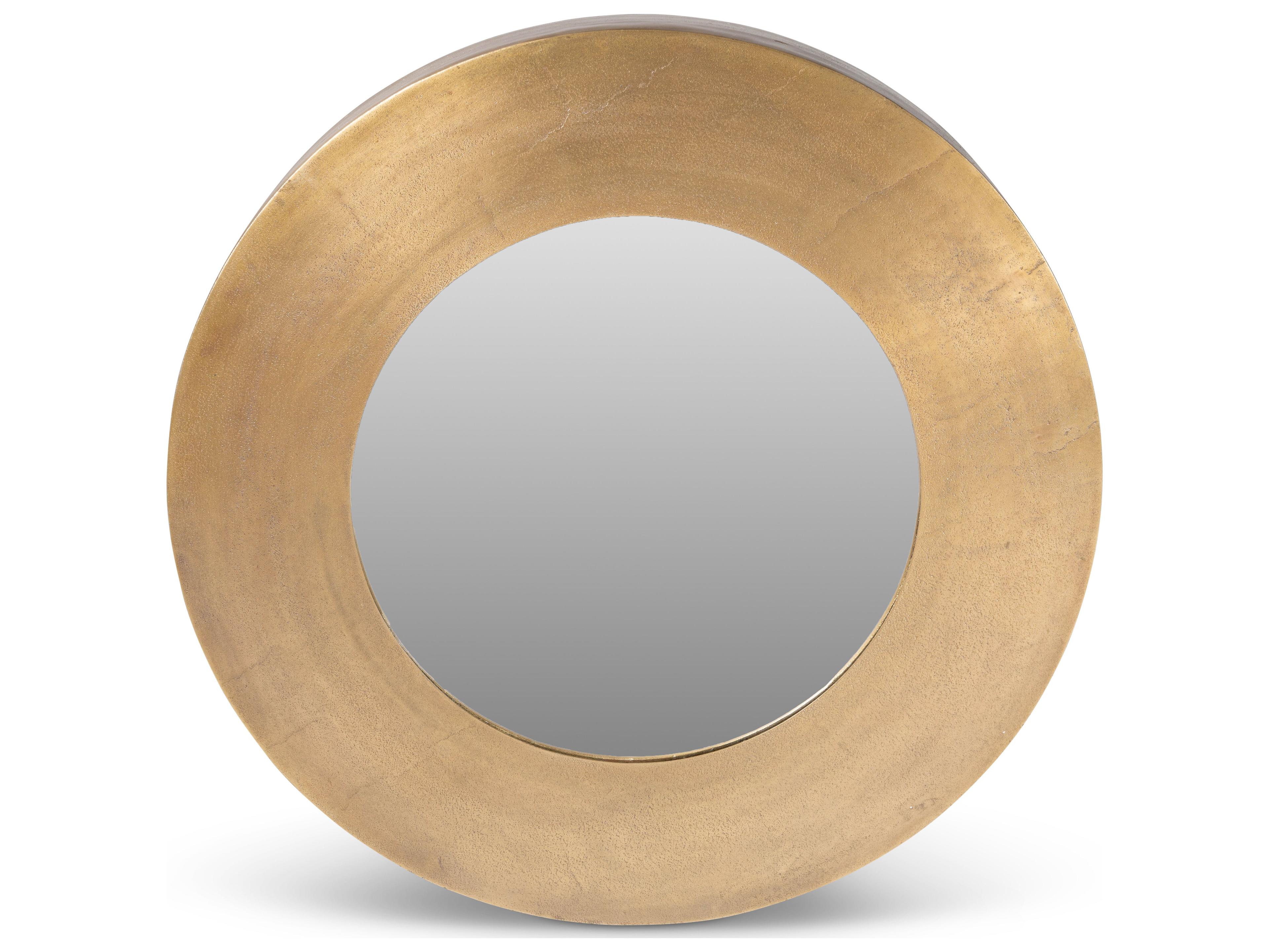 Elements Rahi Round Antique Brass Wall Mirror