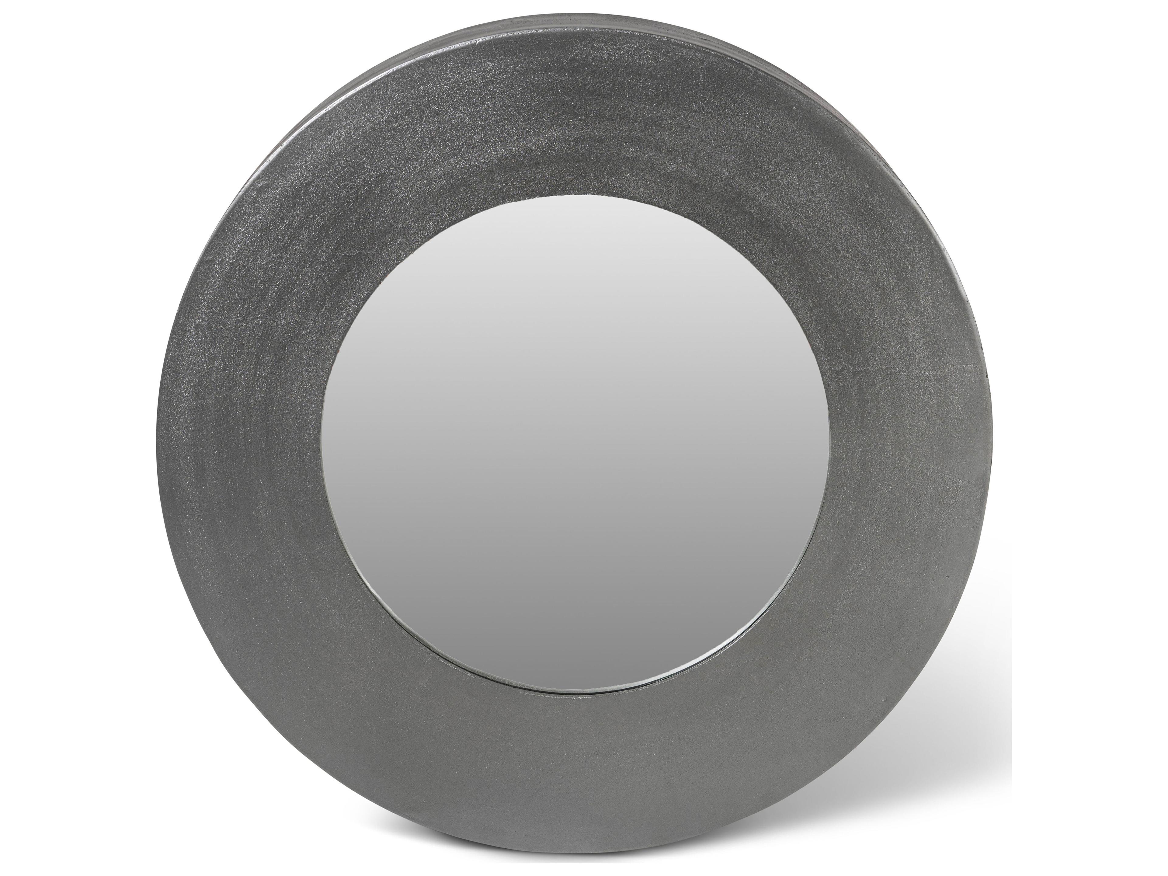 Elements Rahi Round Antique Grey Wall Mirror