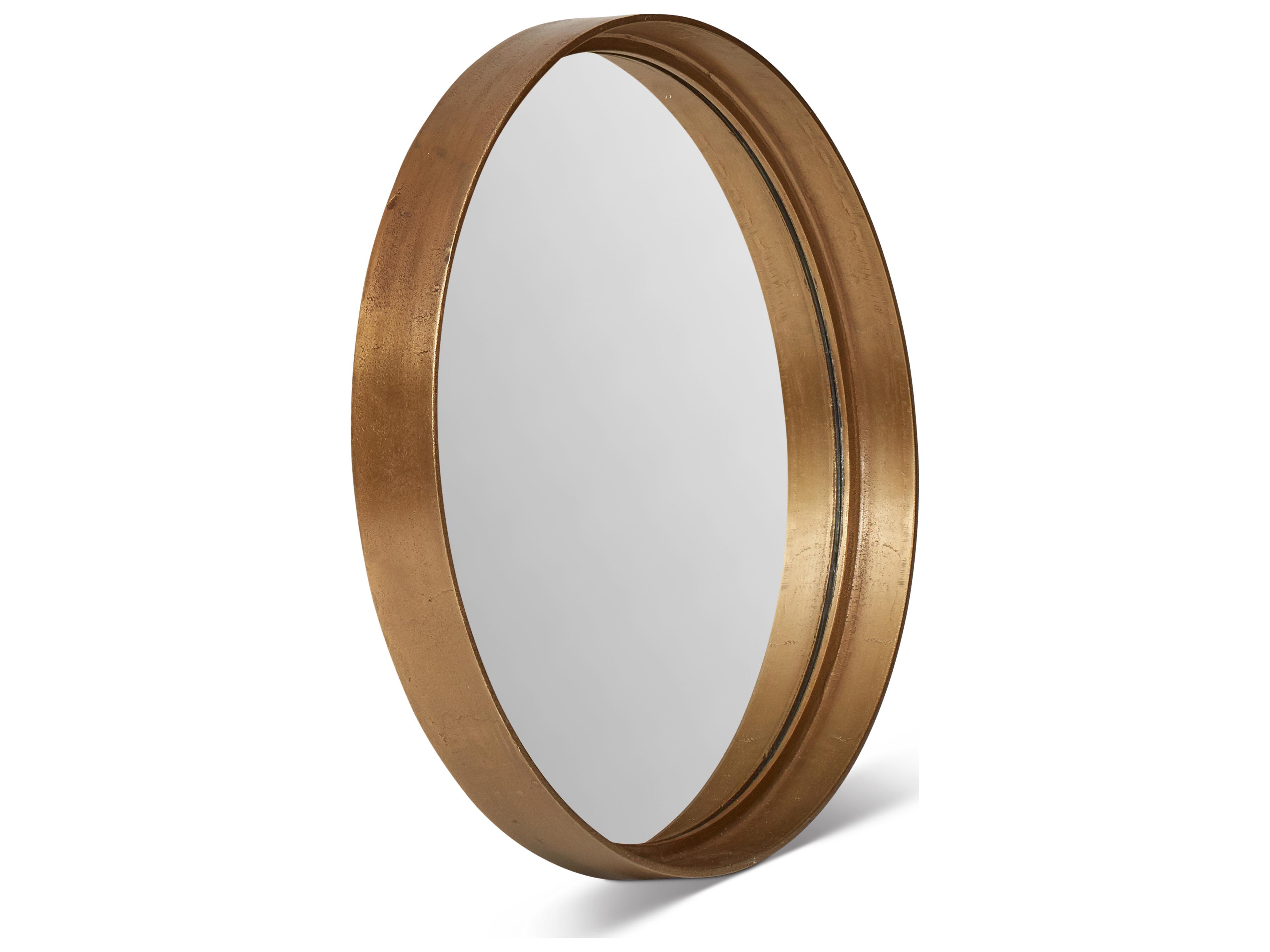 Urbia Samar Antique Brass Round Wall Mirror
