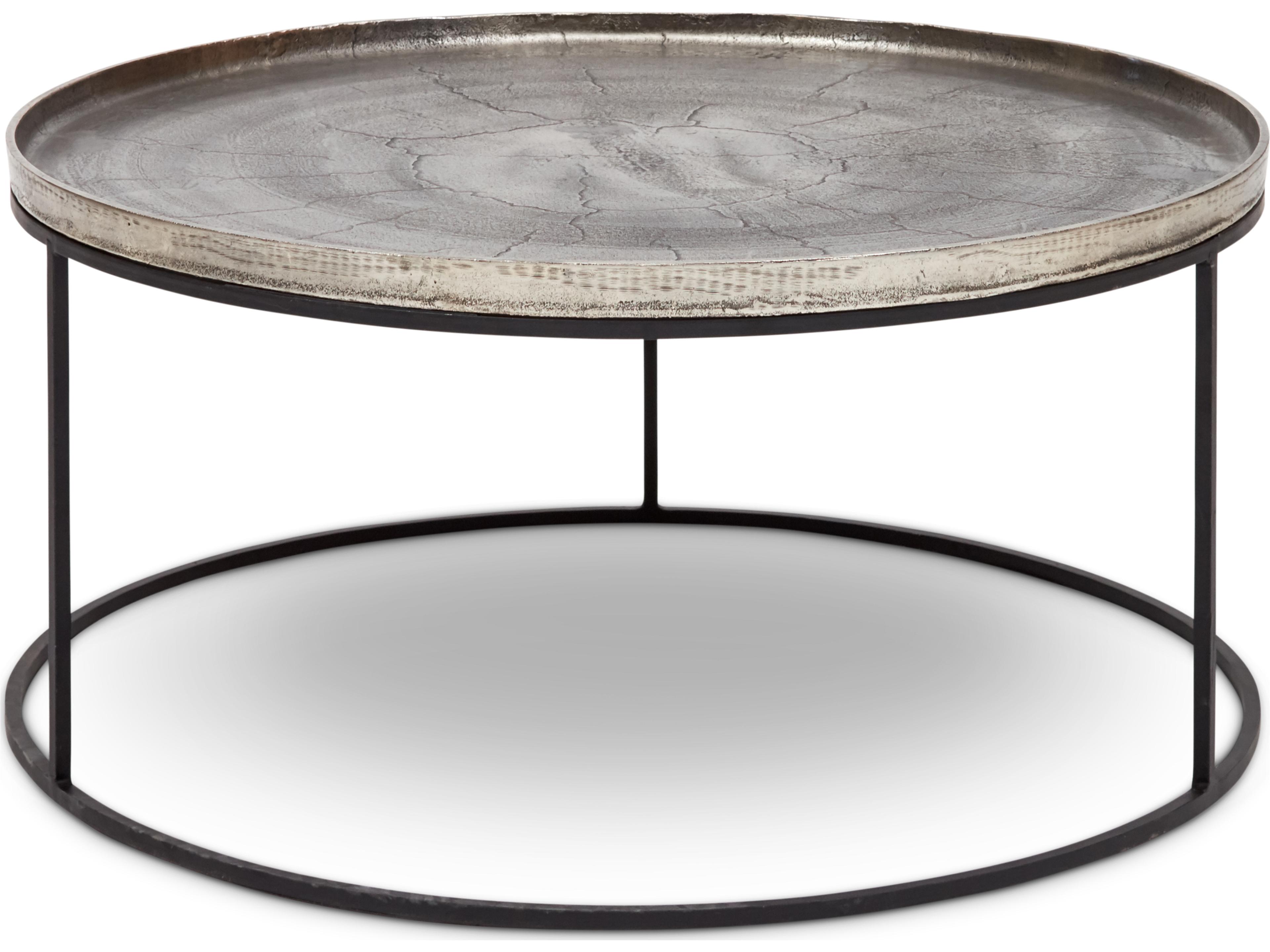 Urbia Elements Round Metal Vintage Silver Black Coffee Table