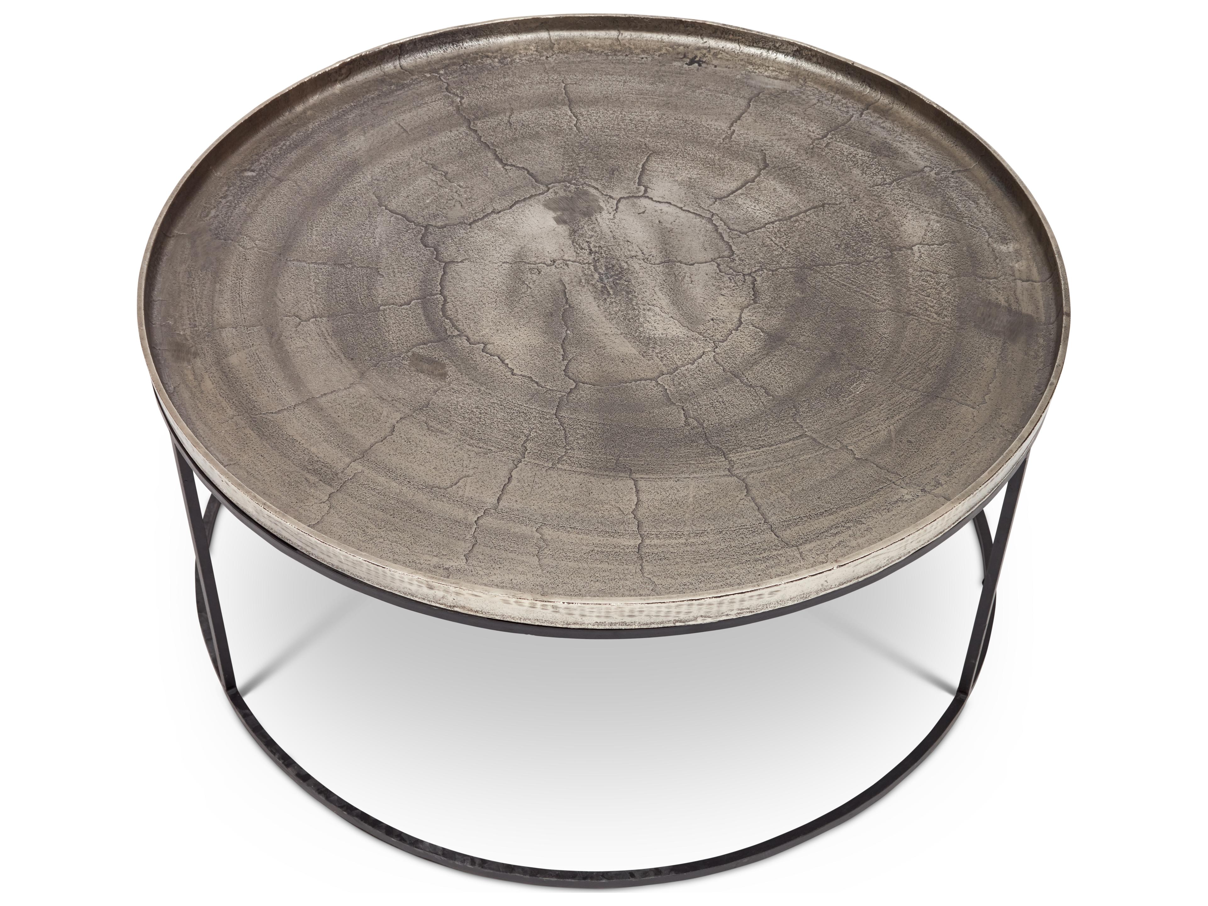 Urbia Elements Round Metal Vintage Silver Black Coffee Table