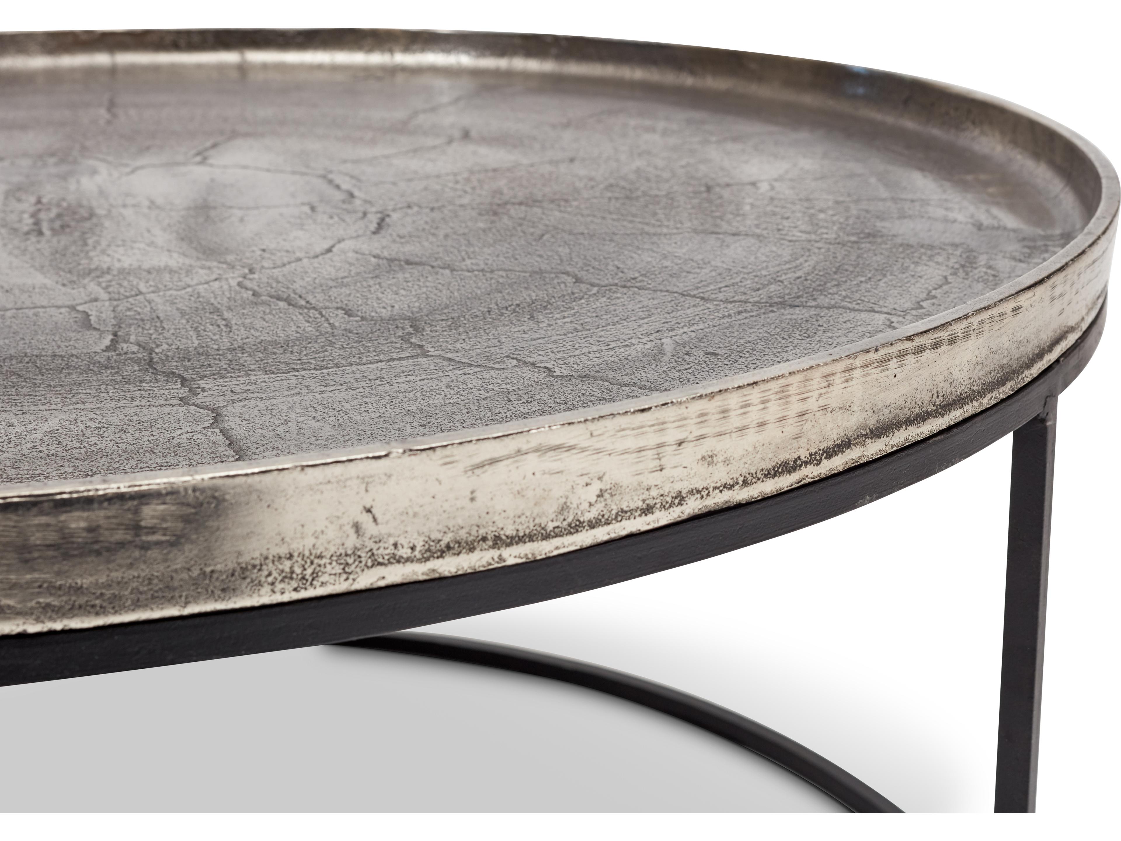 Urbia Elements Round Metal Vintage Silver Black Coffee Table
