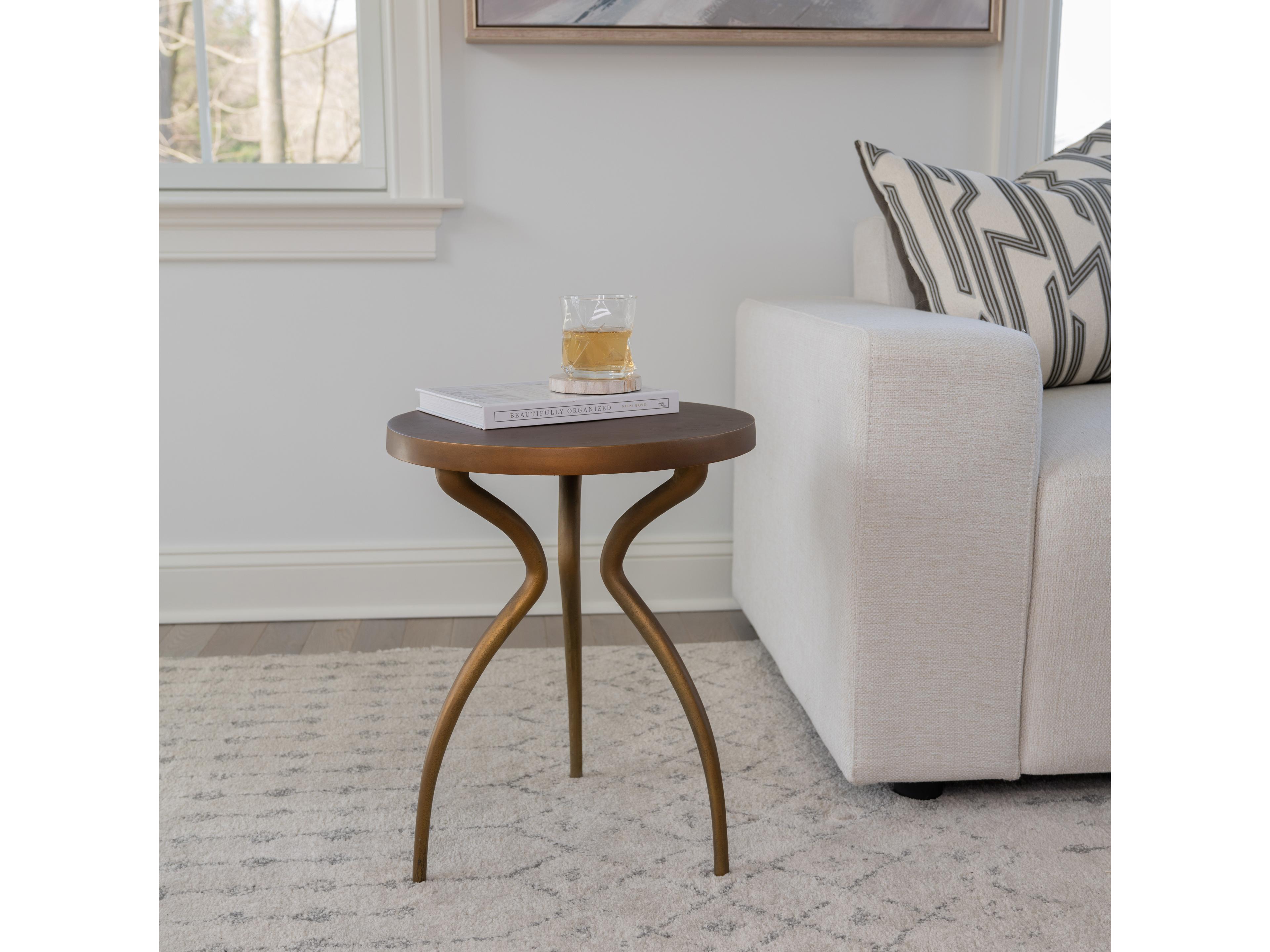 Urbia Elements Sarp Round Metal Antique Brass End Table