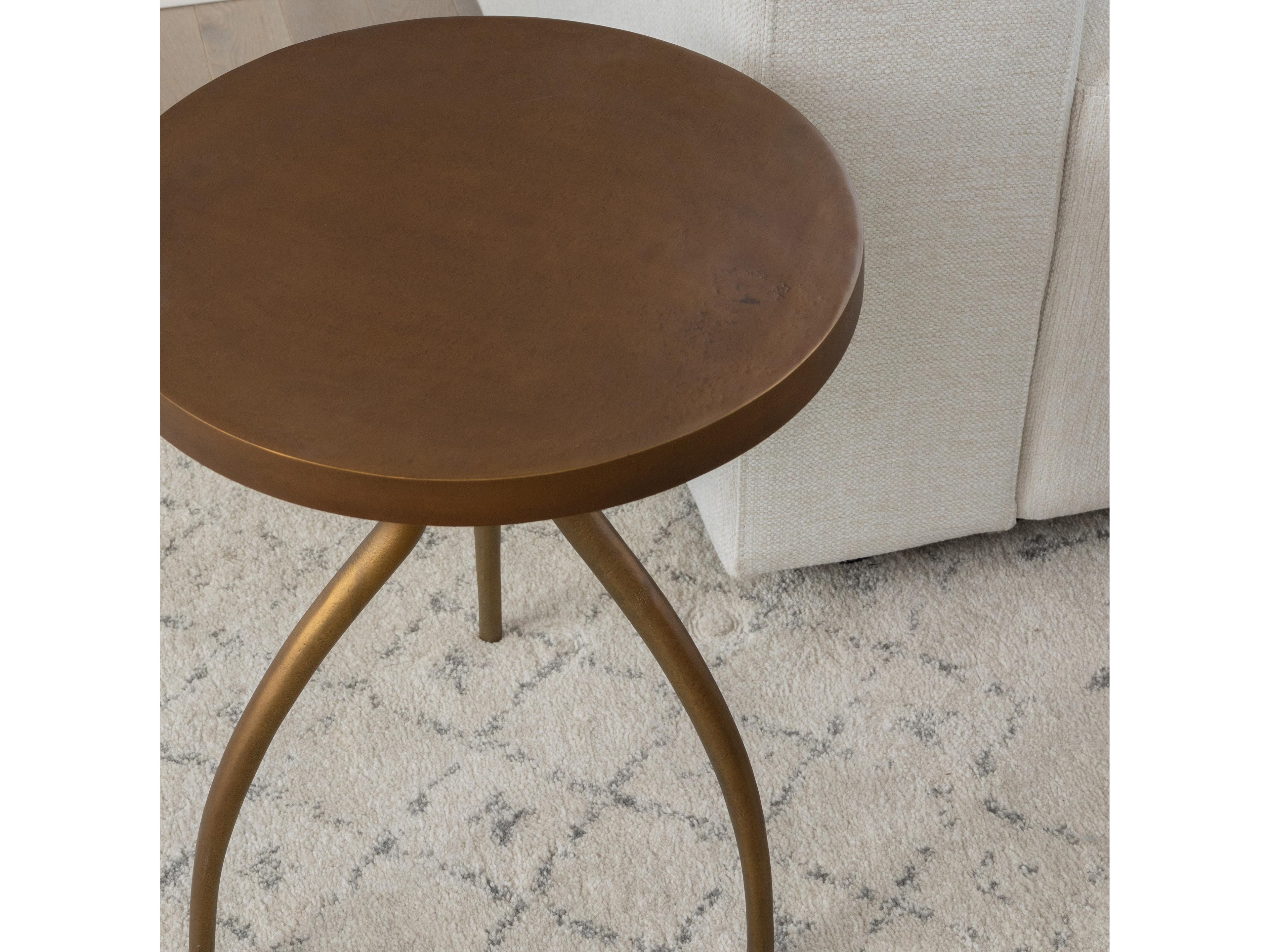 Urbia Elements Sarp Round Metal Antique Brass End Table
