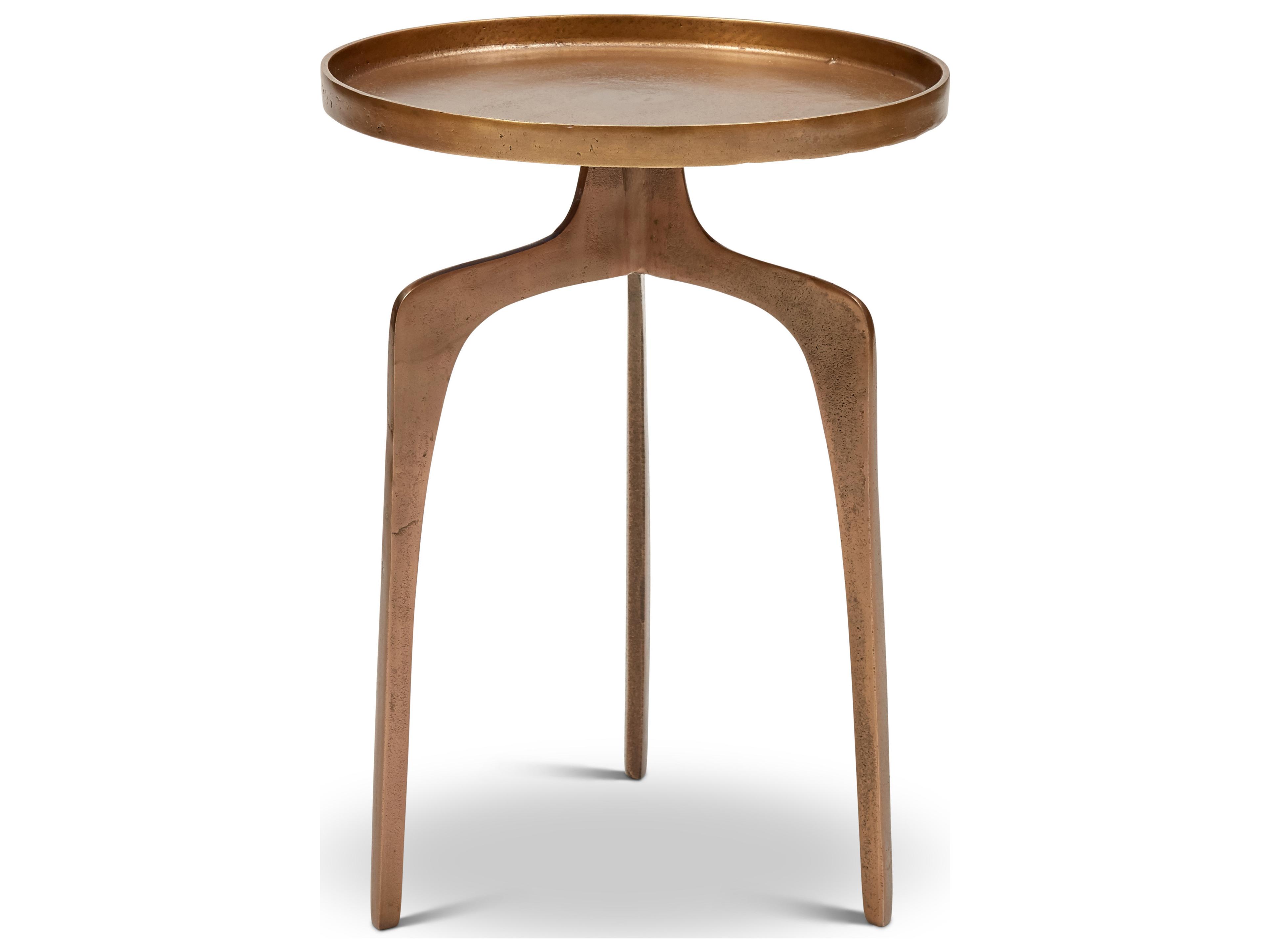 Vinya Elements End Table in Antique Brass