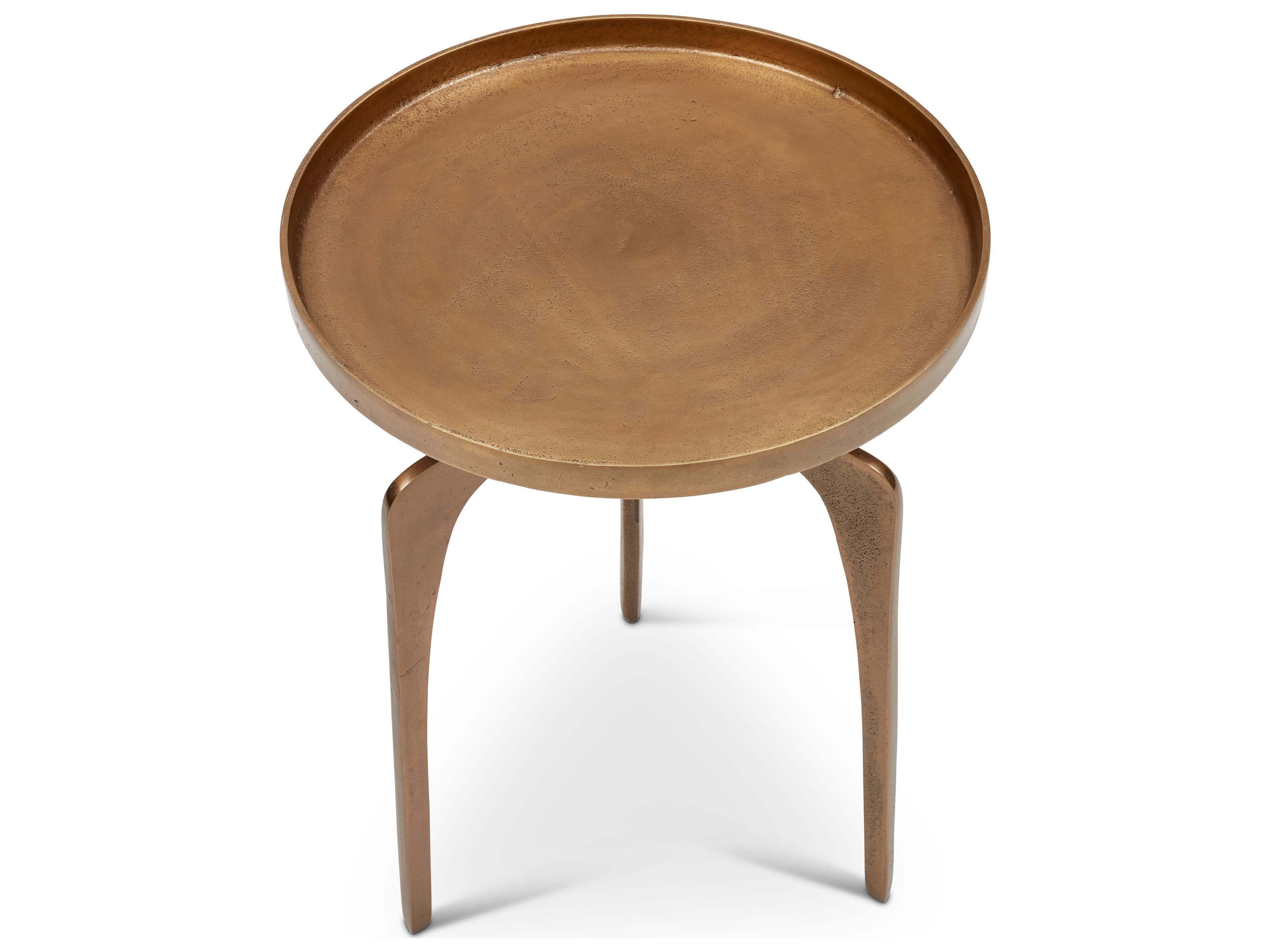 Urbia Elements Round Metal Antique Brass End Table