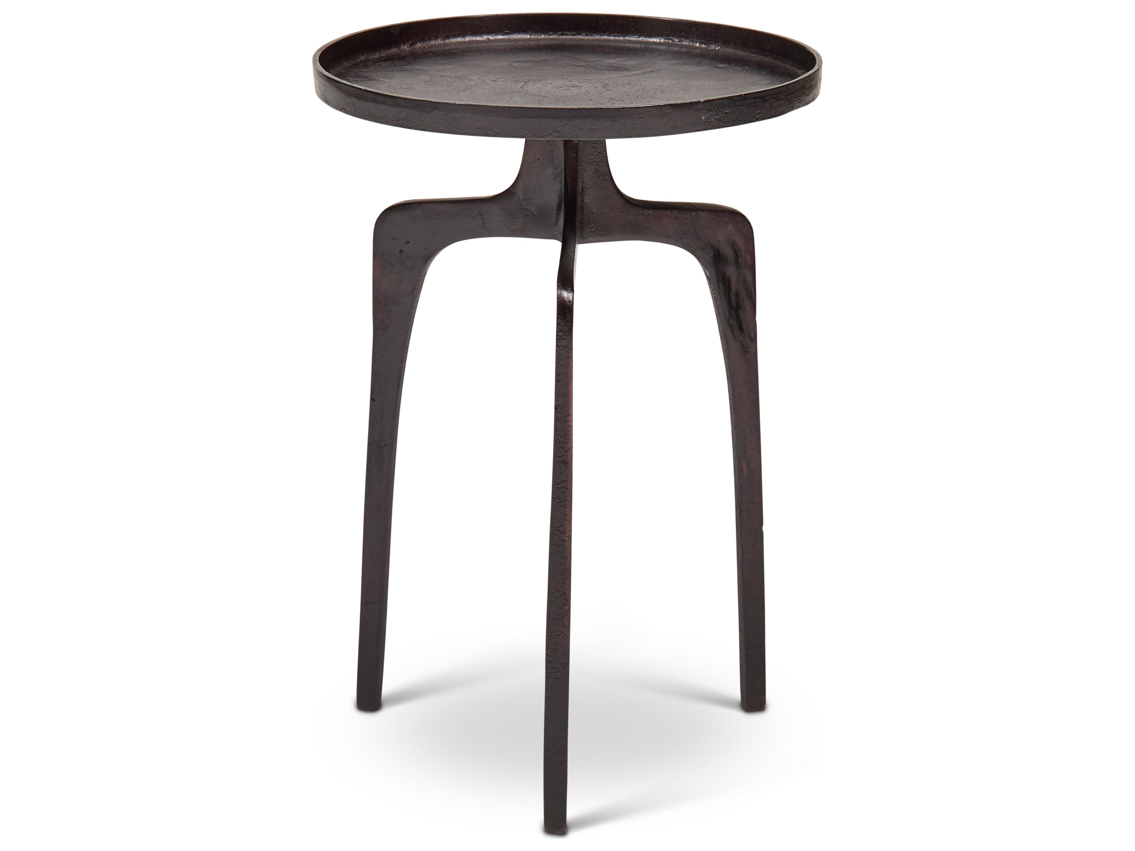 Urbia Elements Round Metal Raw Bronze End Table