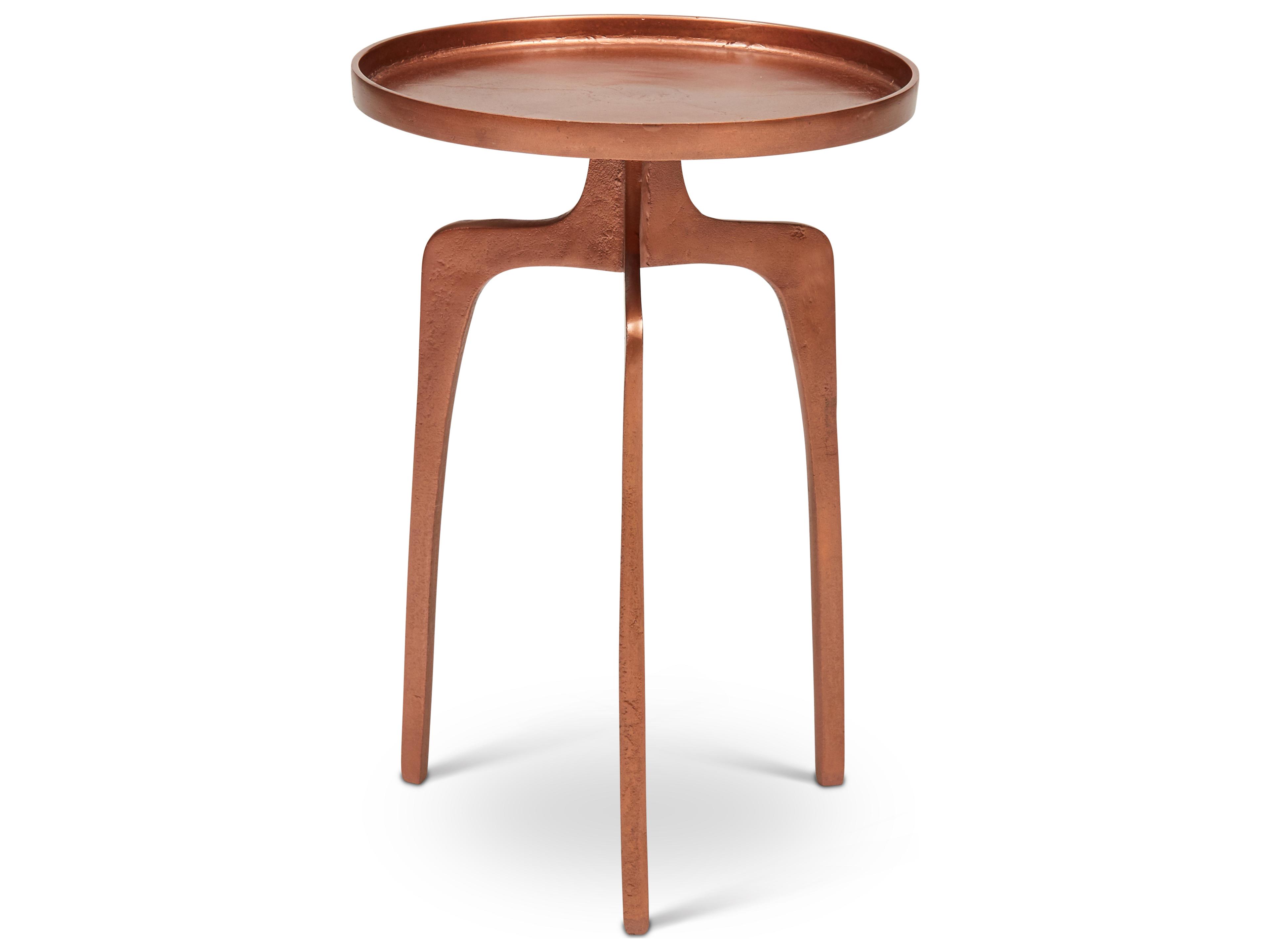 Urbia Elements Round Metal Vintage Copper End Table
